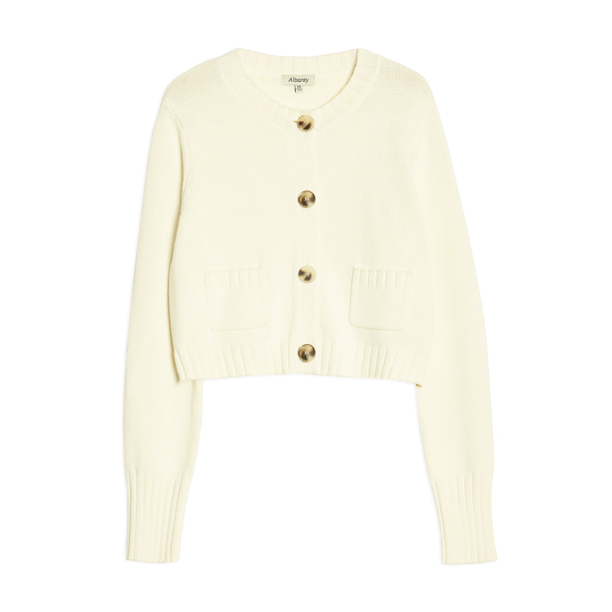 Cream Cotton Cropped Cardigan