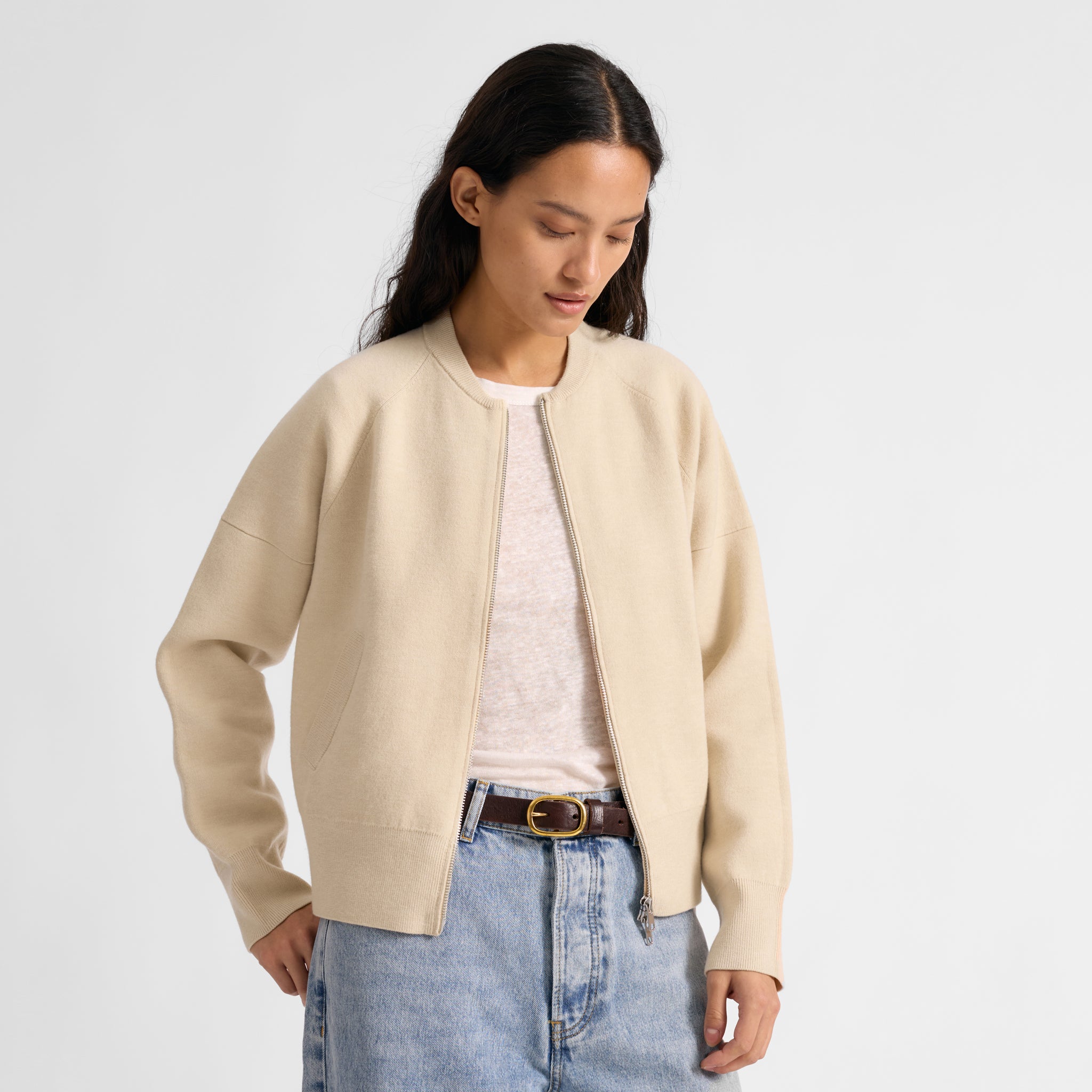Cream Knitted Bomber | Sustainable Womenswear | Albaray
