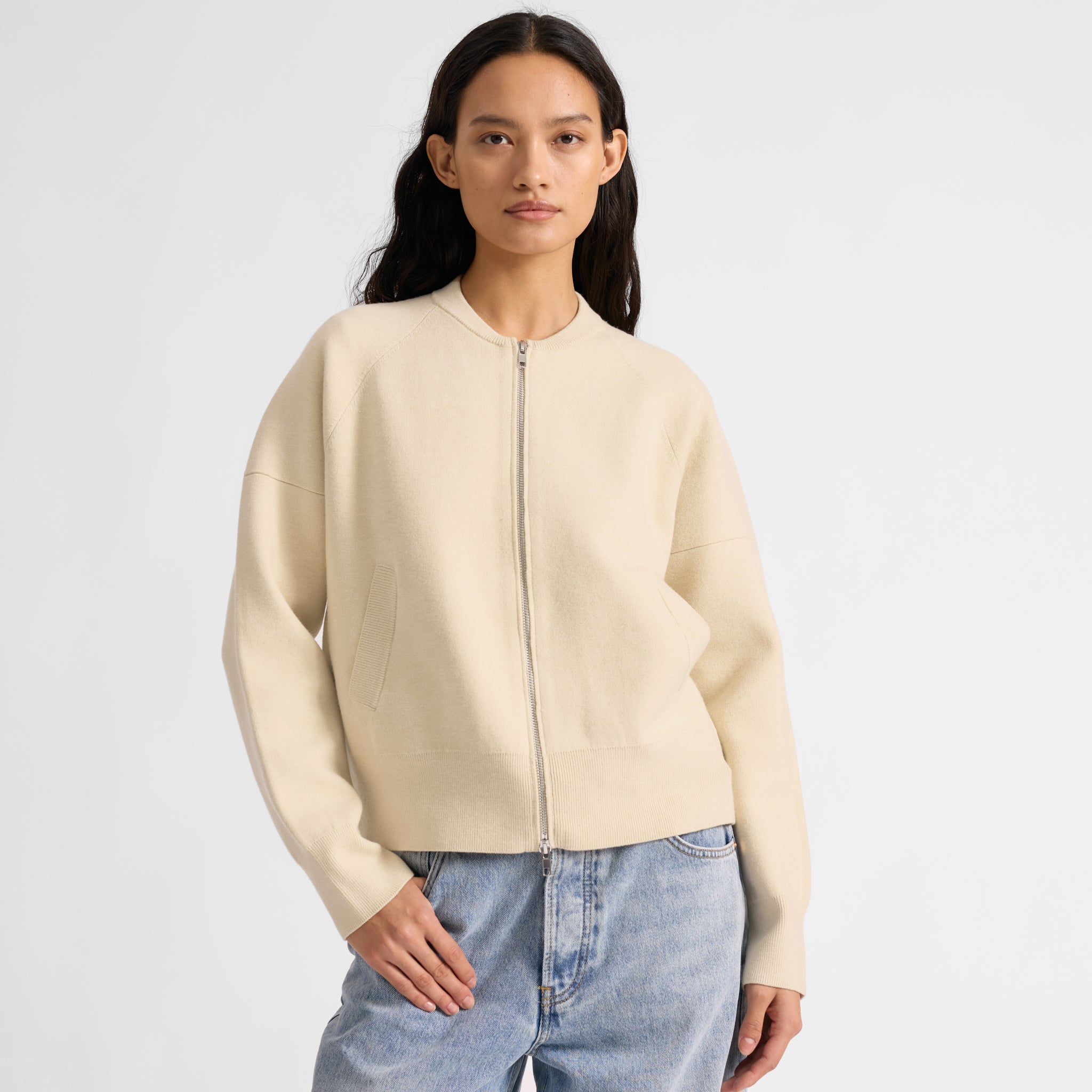 Cream Knitted Bomber