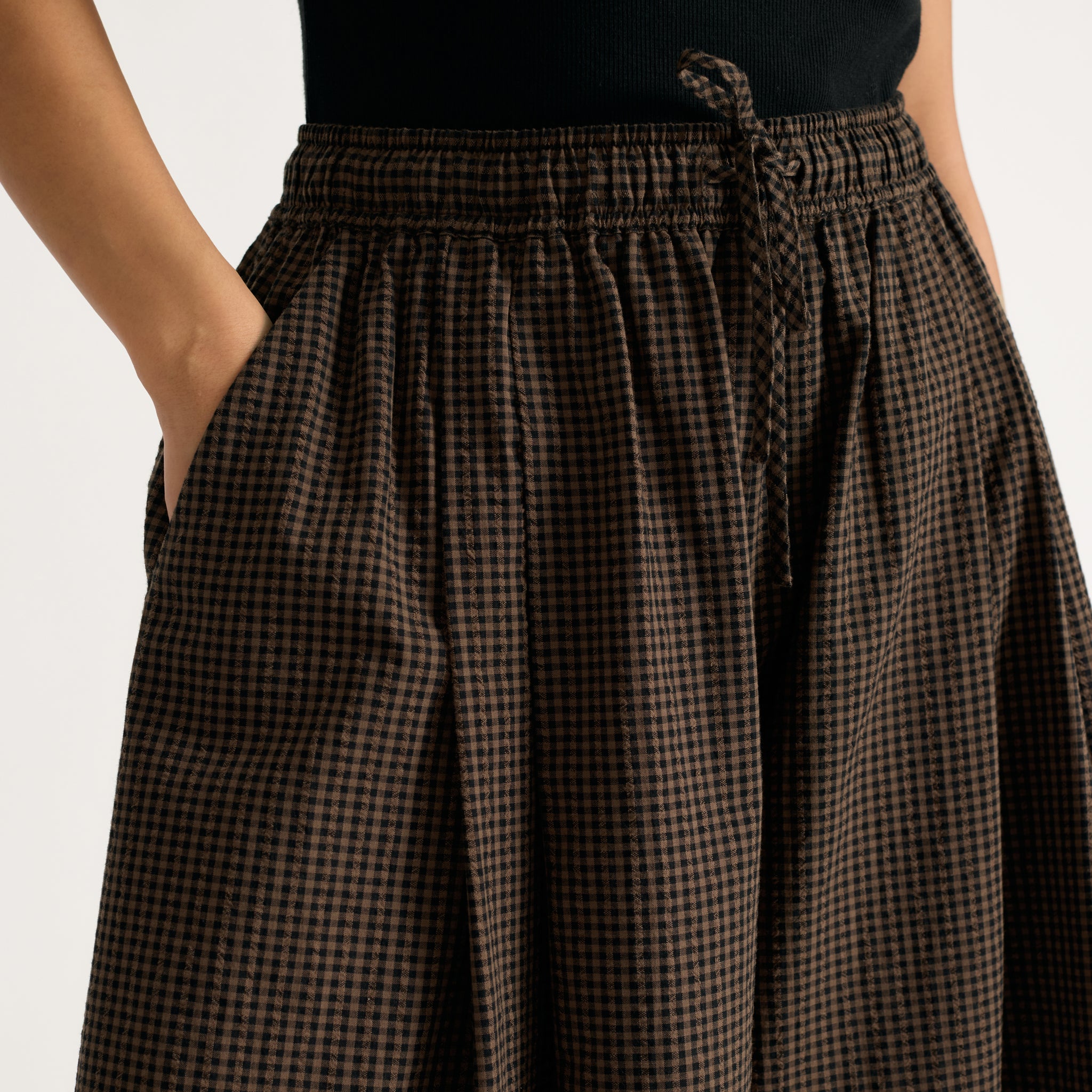 Chocolate and Black Gingham Culottes