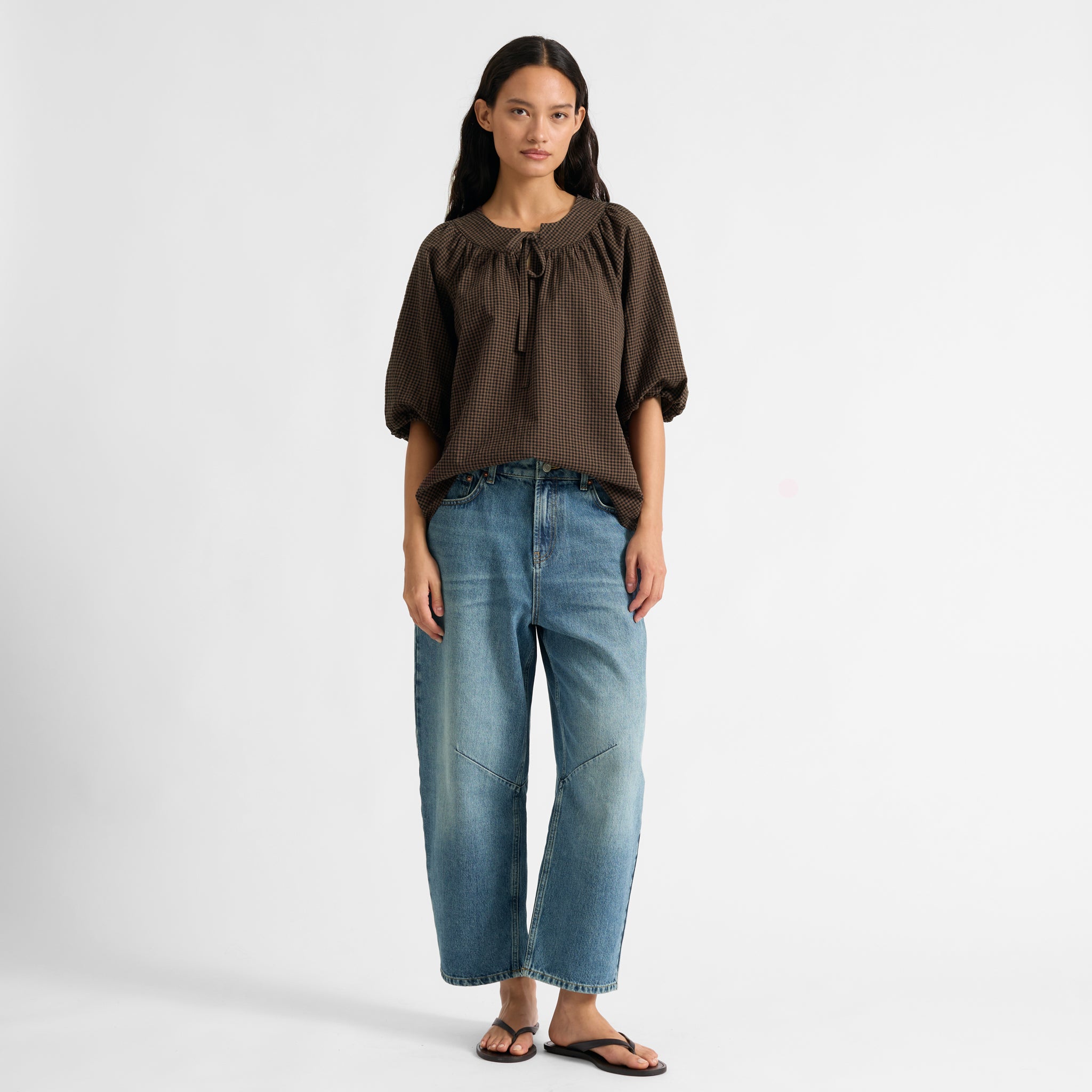 Chocolate and Black Gingham Top