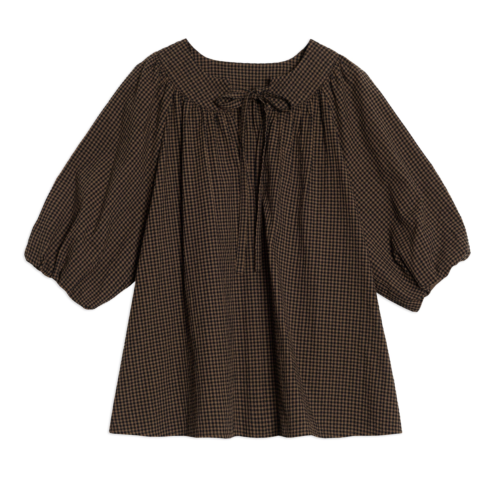 Chocolate and Black Gingham Top