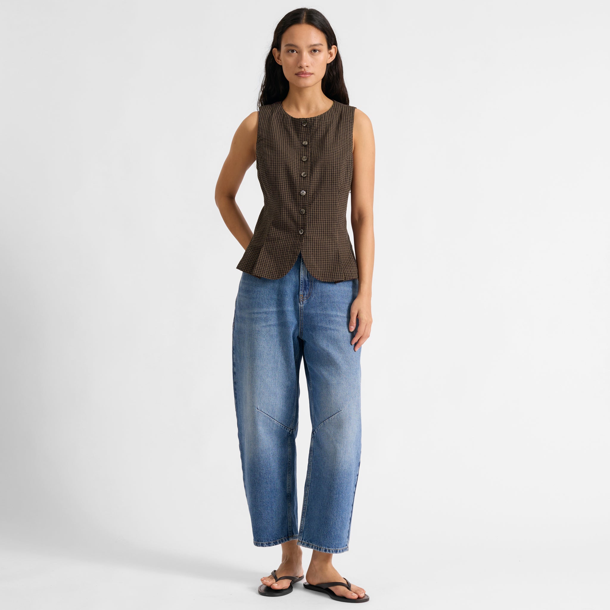 Chocolate and Black Gingham Waistcoat