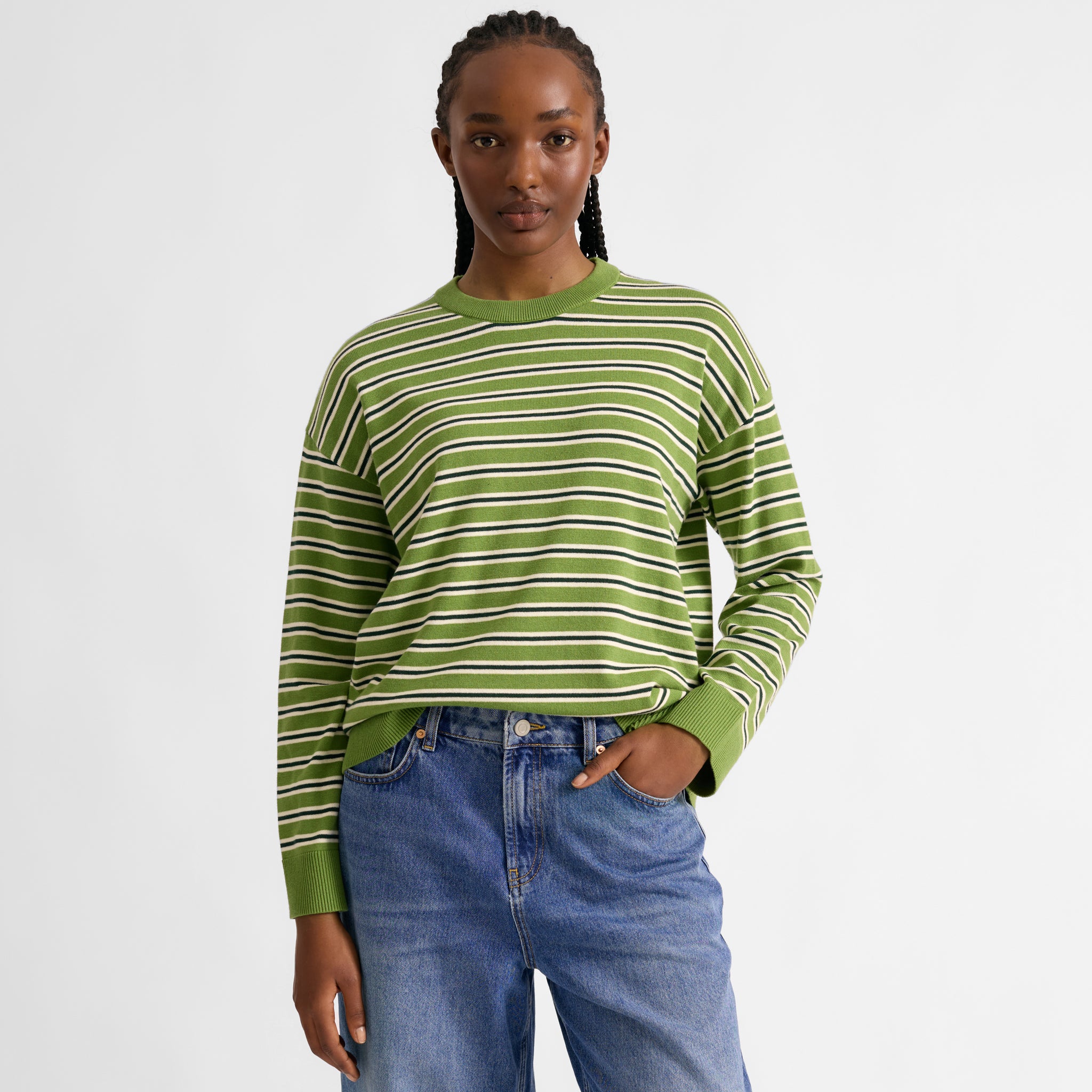 Green Stripe Cotton Jumper