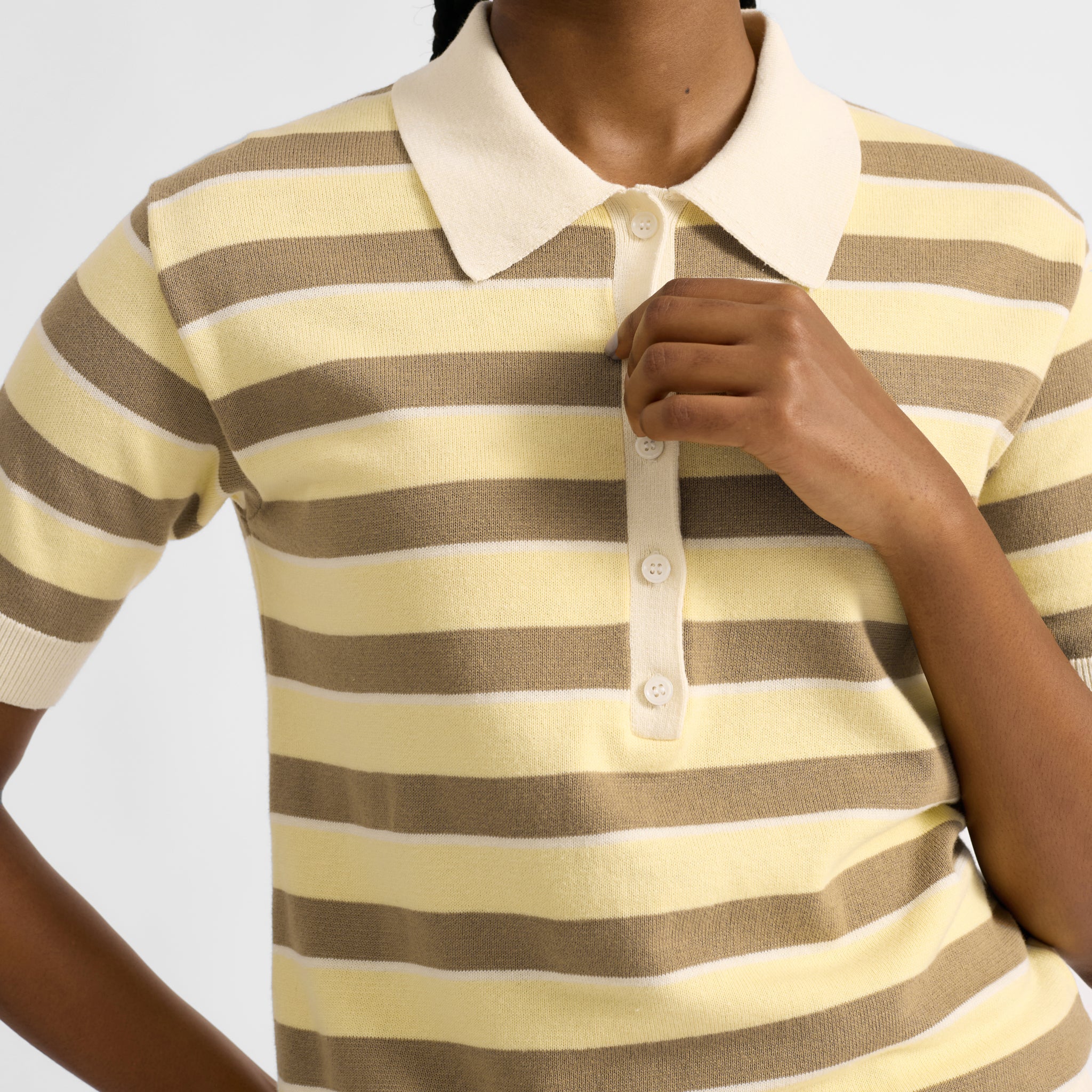 Lemon & Camel Stripe Polo
