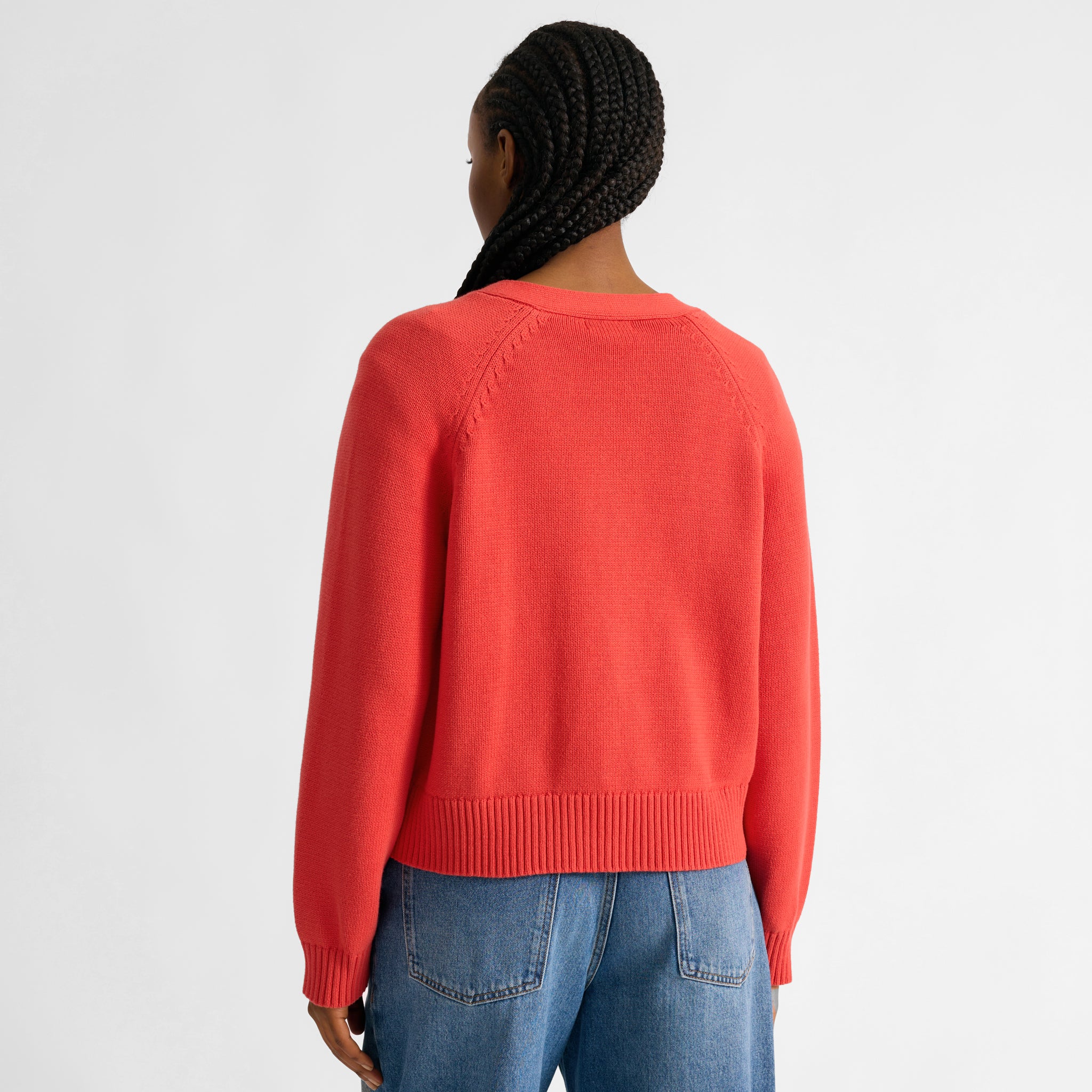 Orange Cotton Relaxed Cardigan