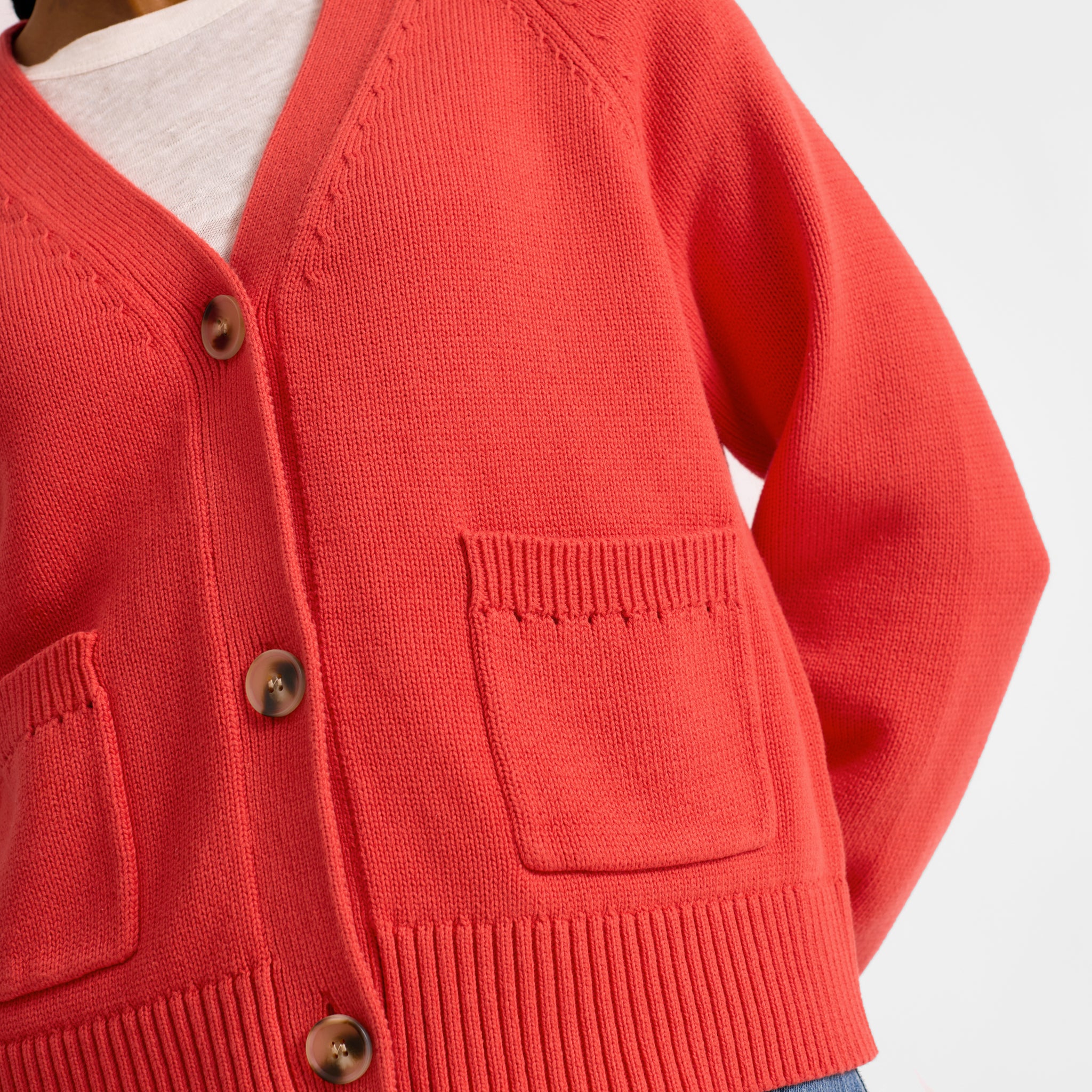 Orange Cotton Relaxed Cardigan