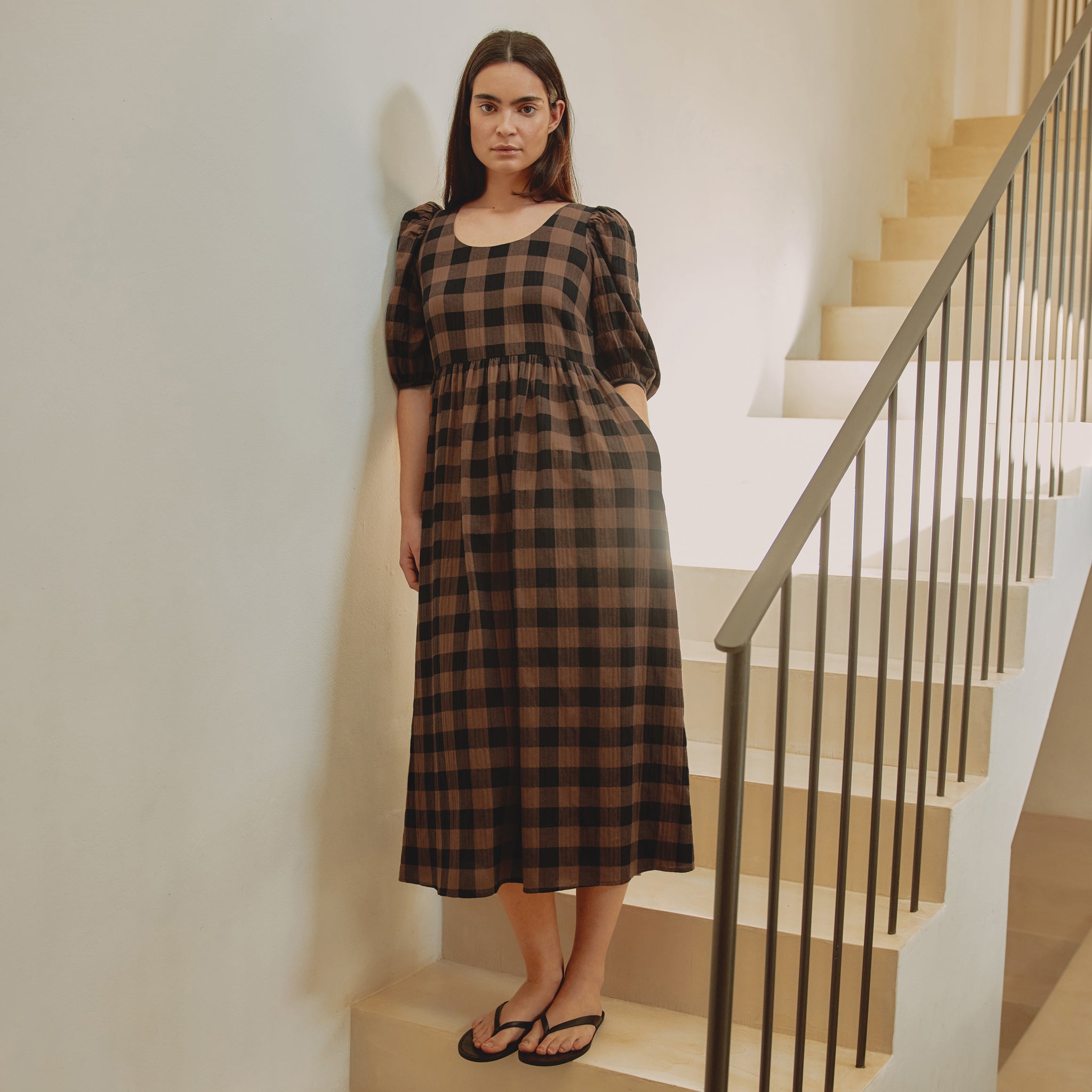 Iconic Chocolate Gingham Dress | Sustainable Womenswear | Albaray