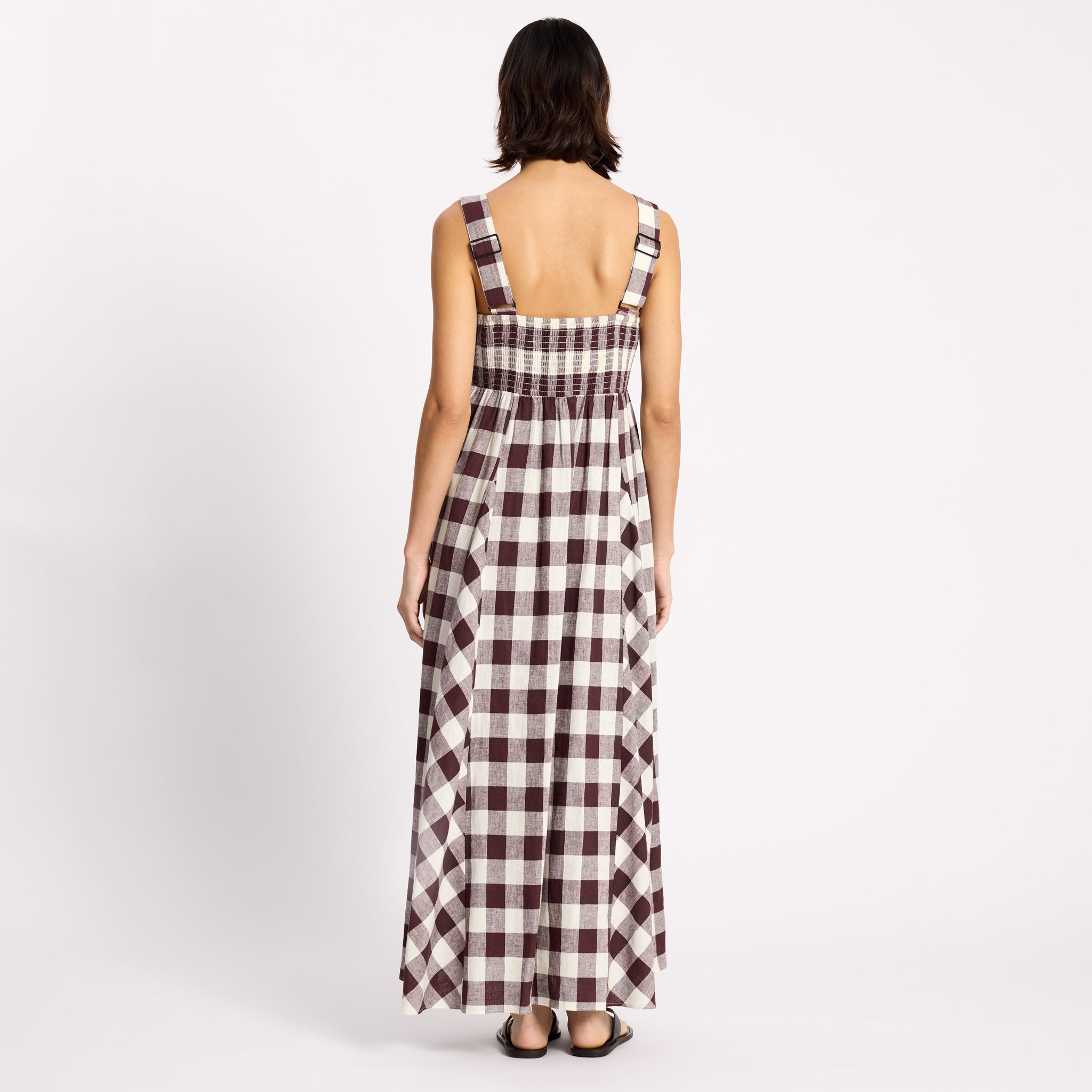 Burgundy Gingham Apron Dress