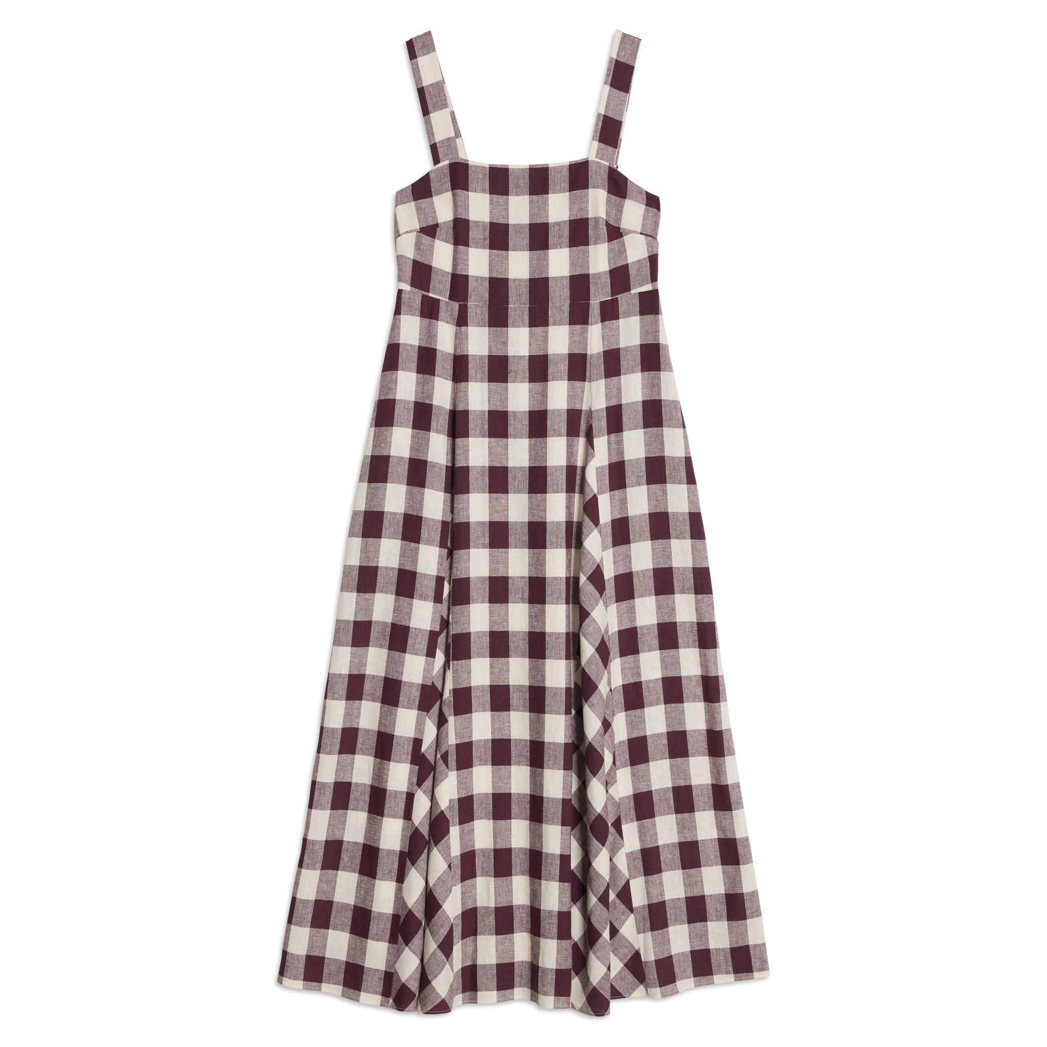 Burgundy Gingham Apron Dress