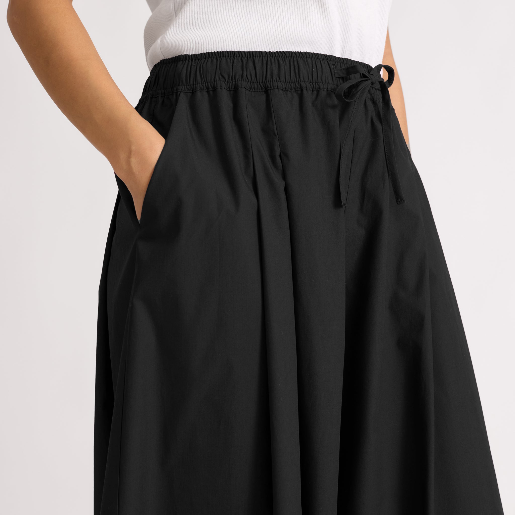 Black Cotton Wide Culottes