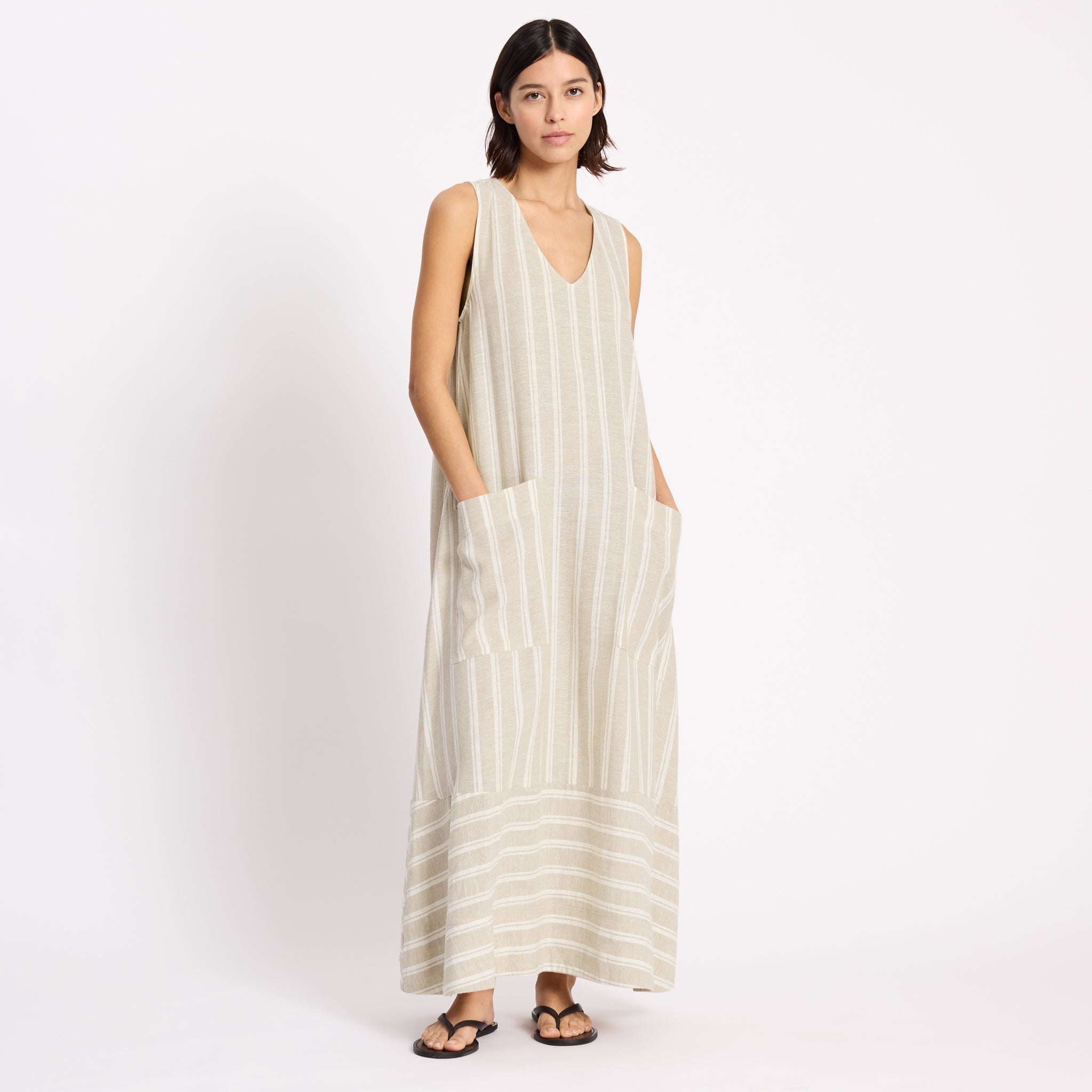 Linen Stripe Sleeveless Dress