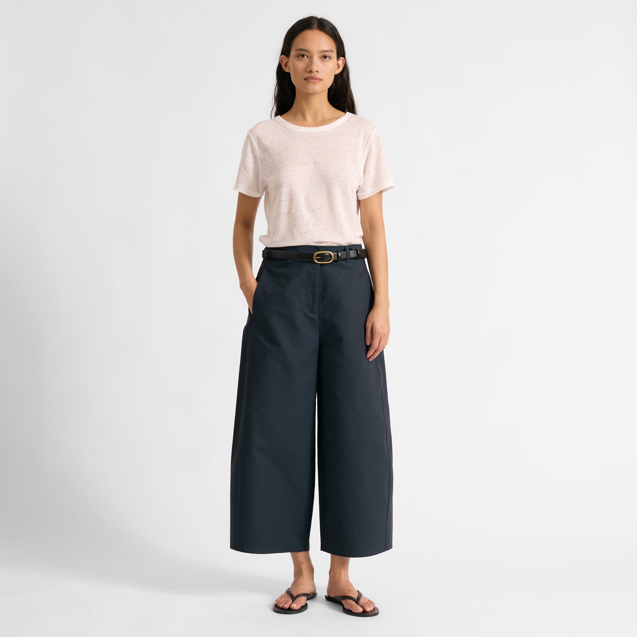 Wide Leg Barrel Trousers