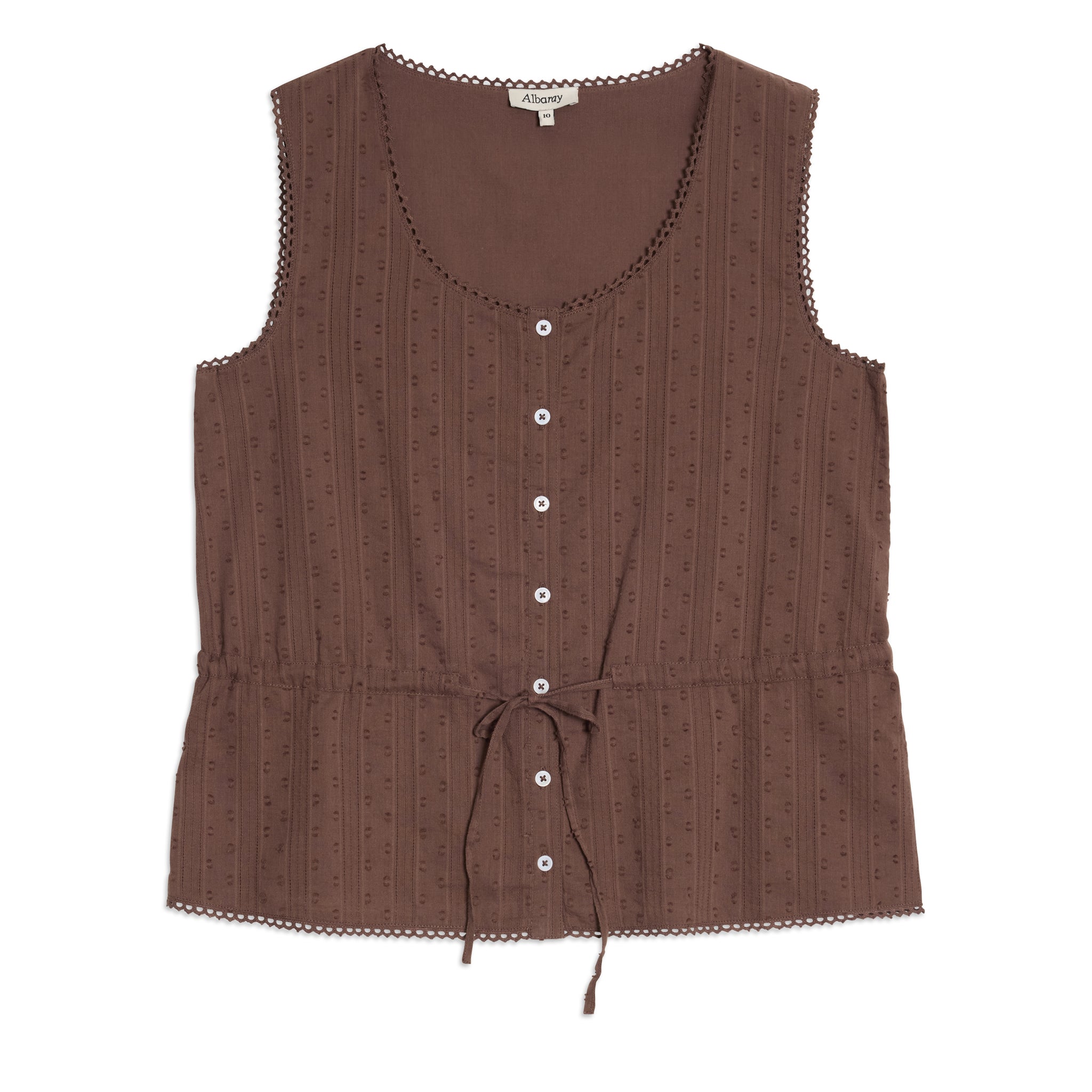 Drawstring Waist Button Through Top