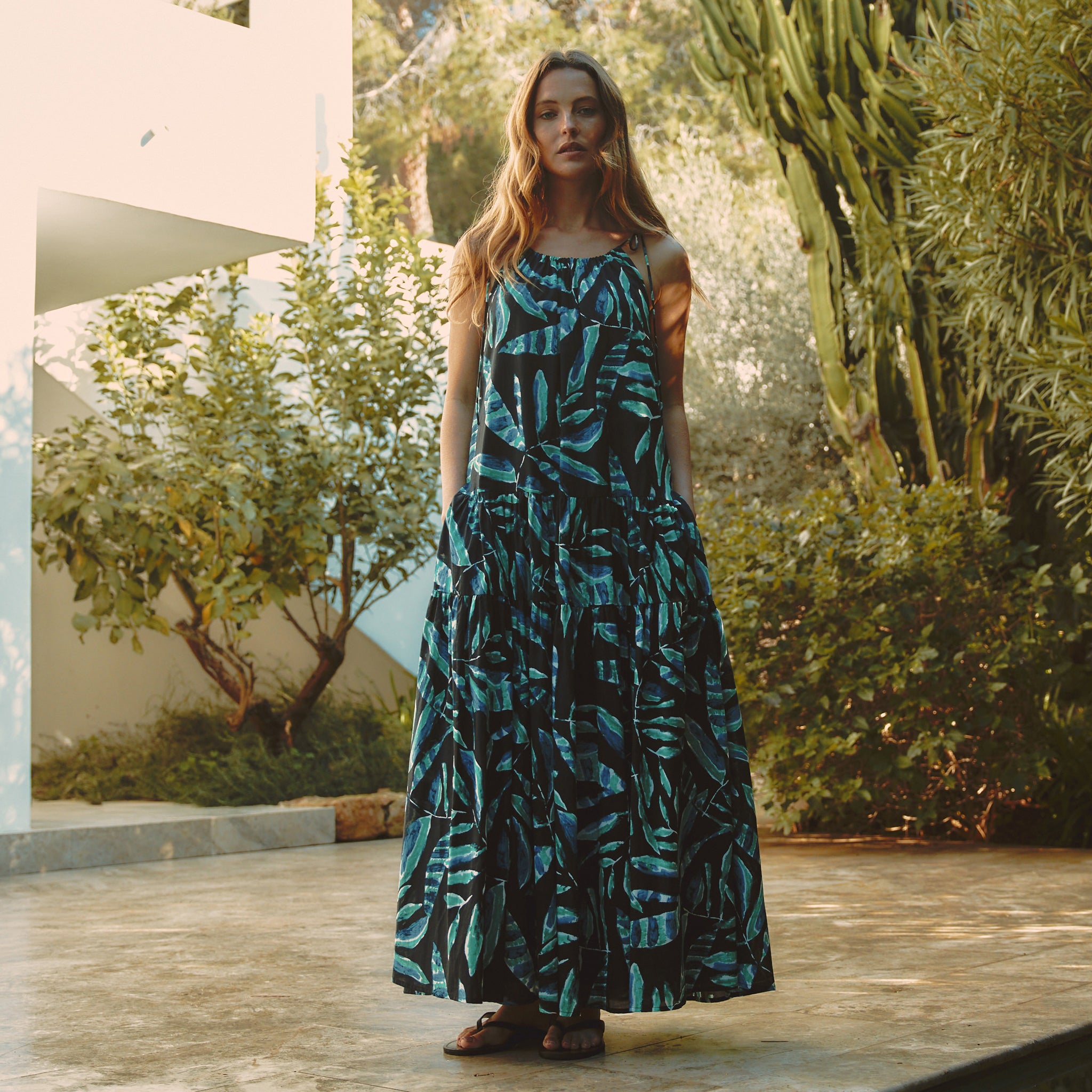 Painterly Palm Maxi Dress