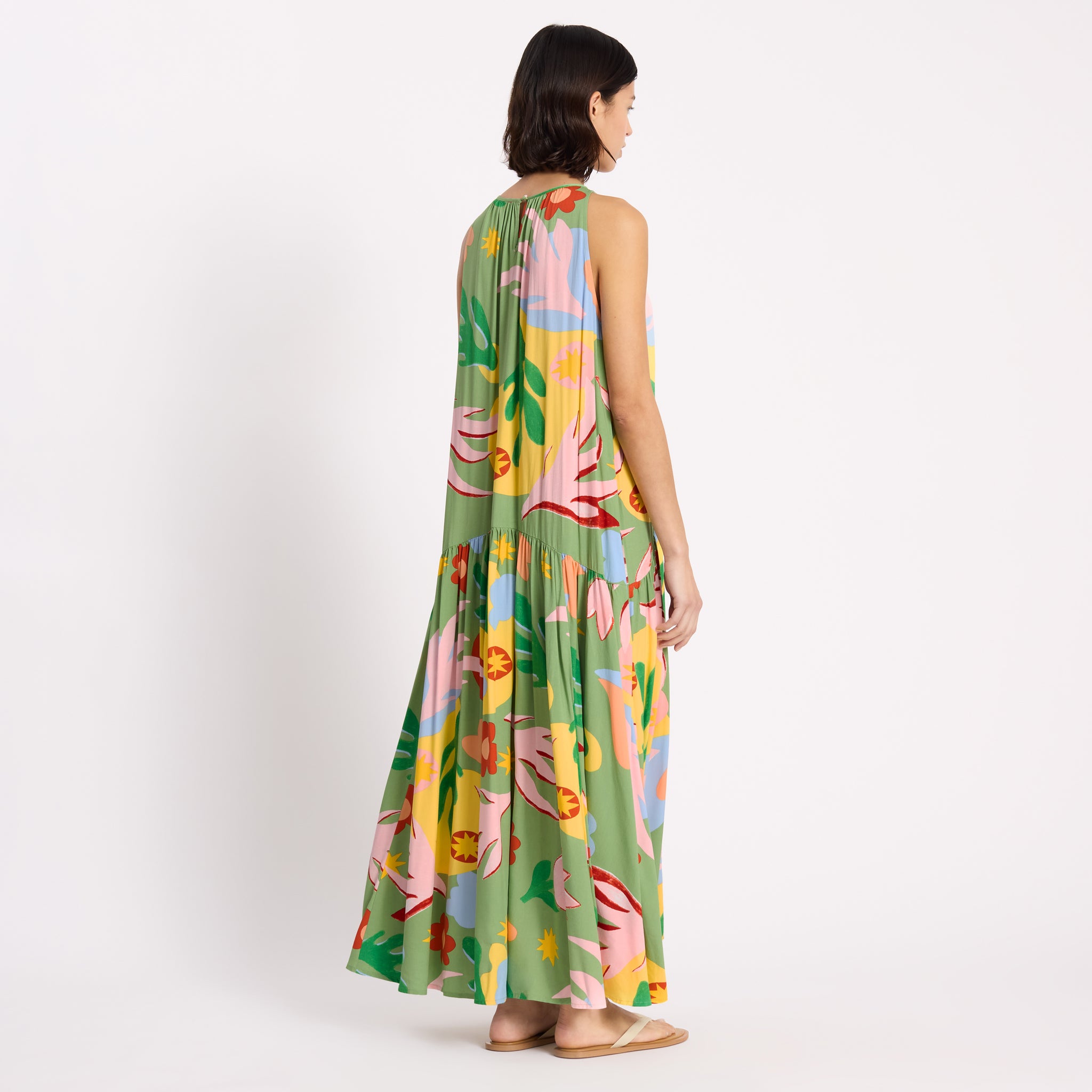 Tropique Print Halter Maxi