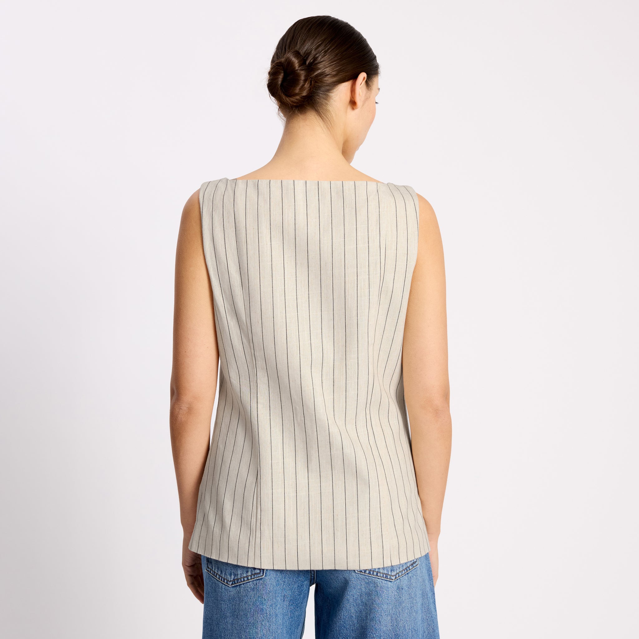 Linen Blend Pinstripe Waistcoat