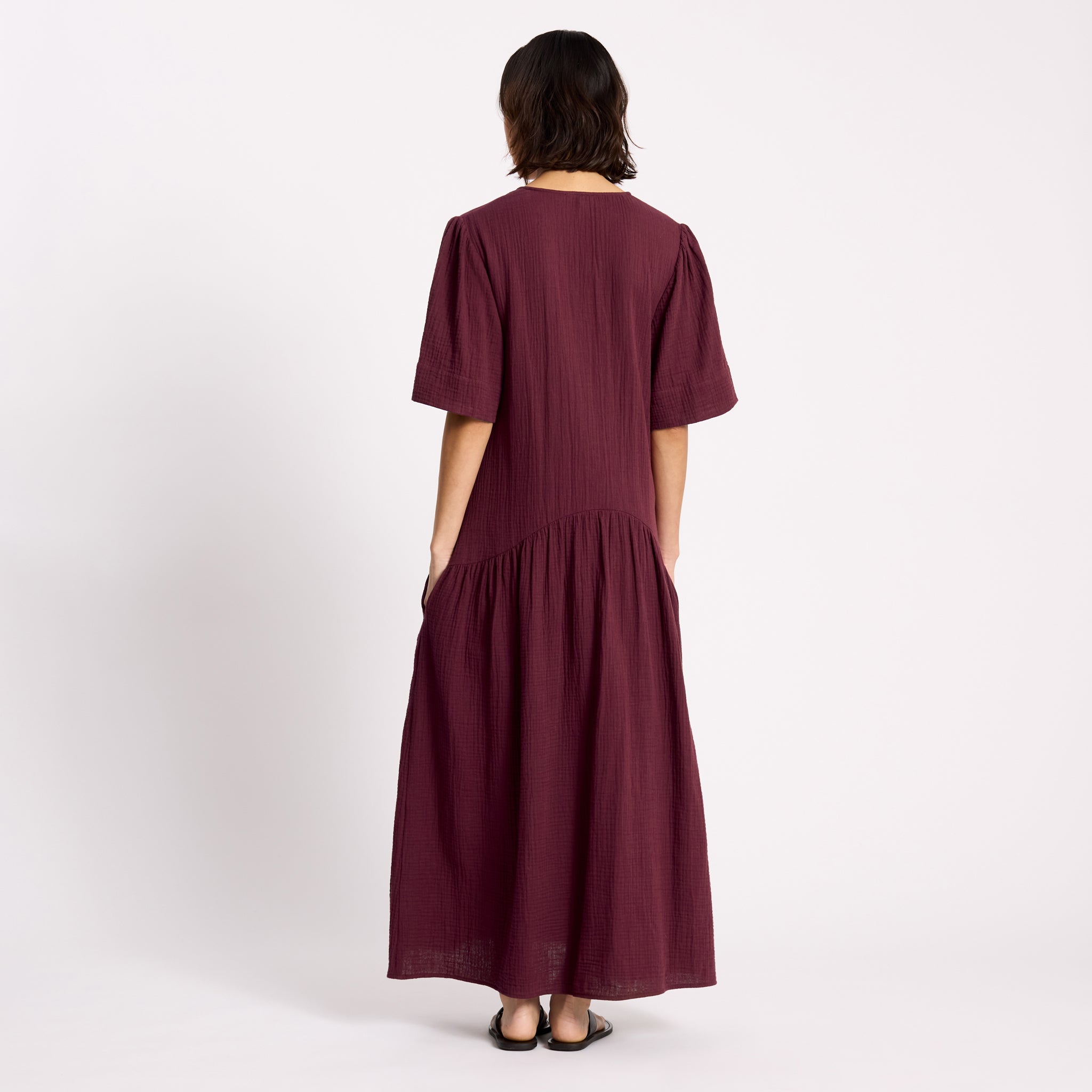 Burgundy Cheesecloth Dress