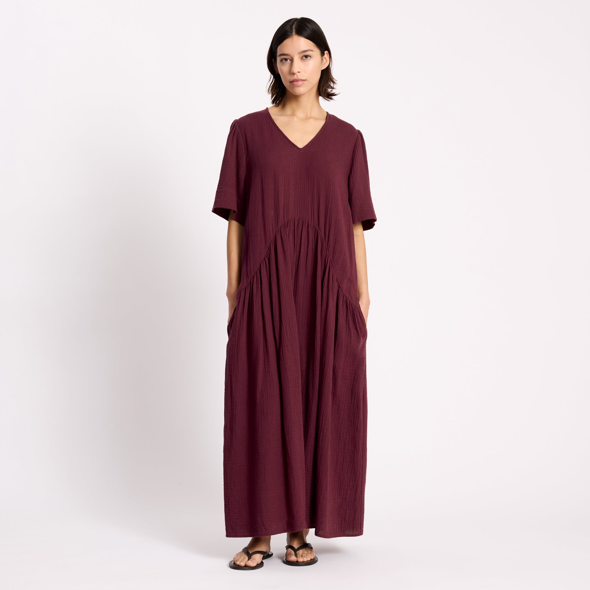 Burgundy Cheesecloth Dress