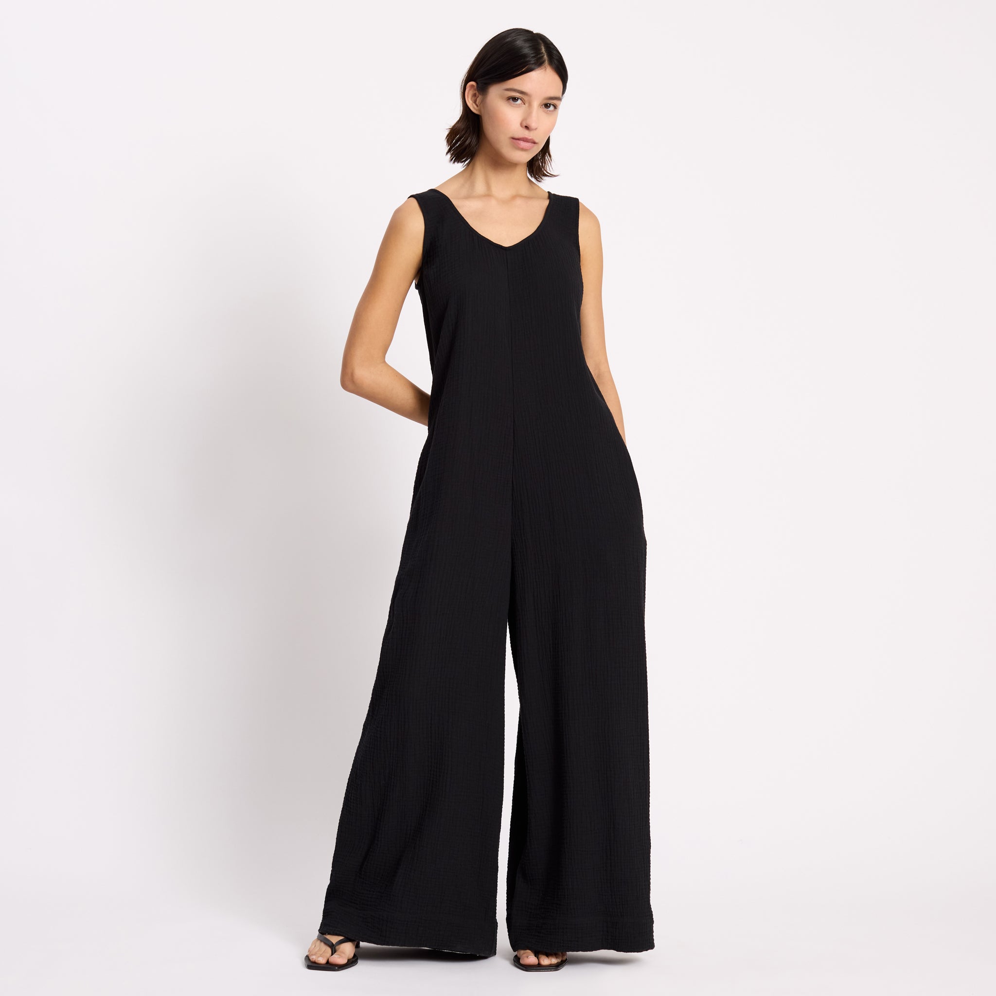 Black Cheesecloth Jumpsuit