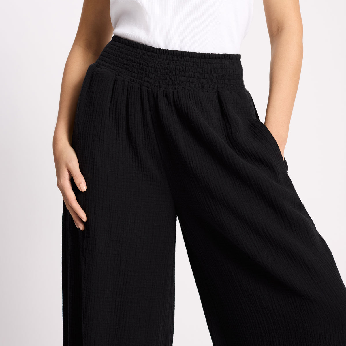 Black Cheesecloth Balloon Trouser