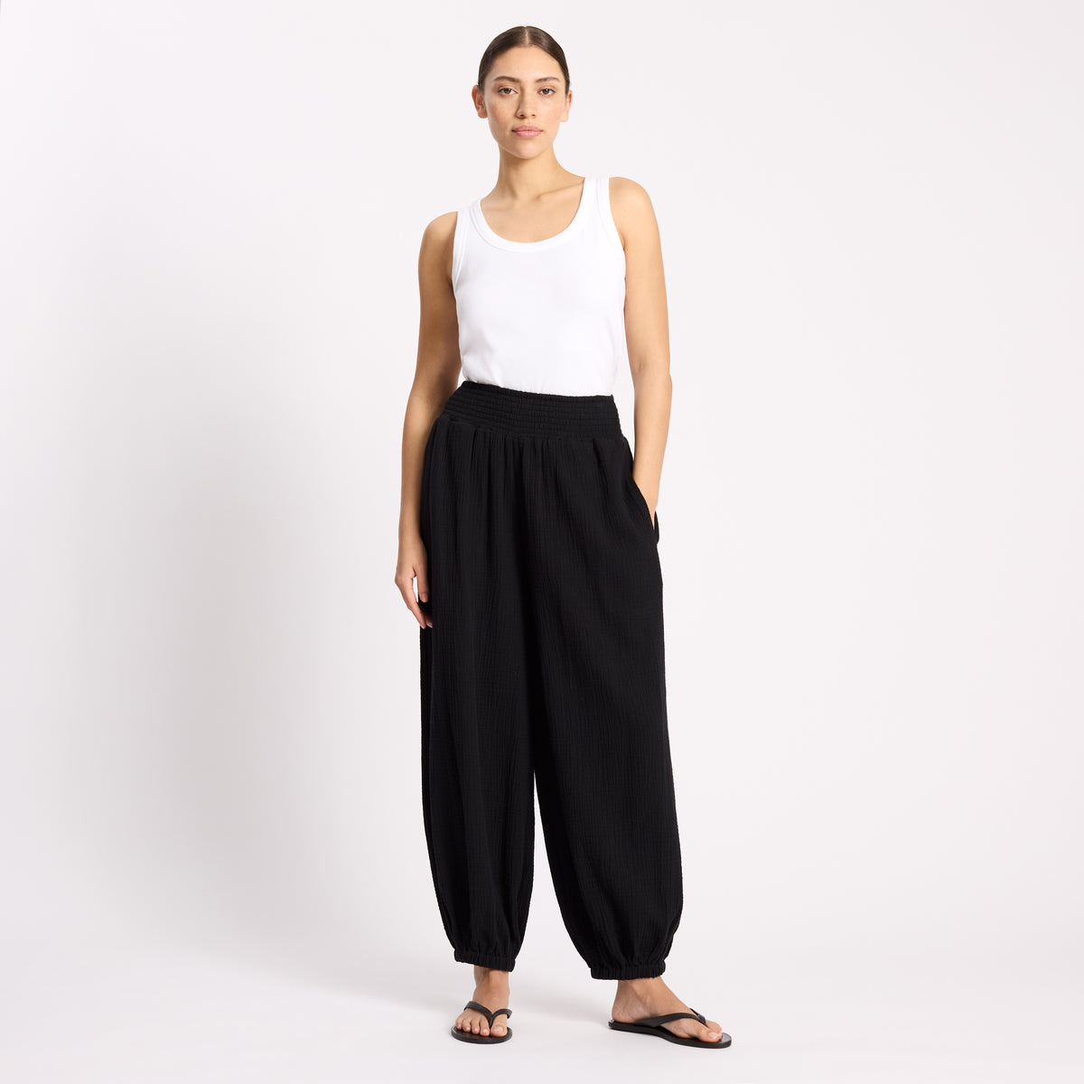 Black Cheesecloth Balloon Trouser