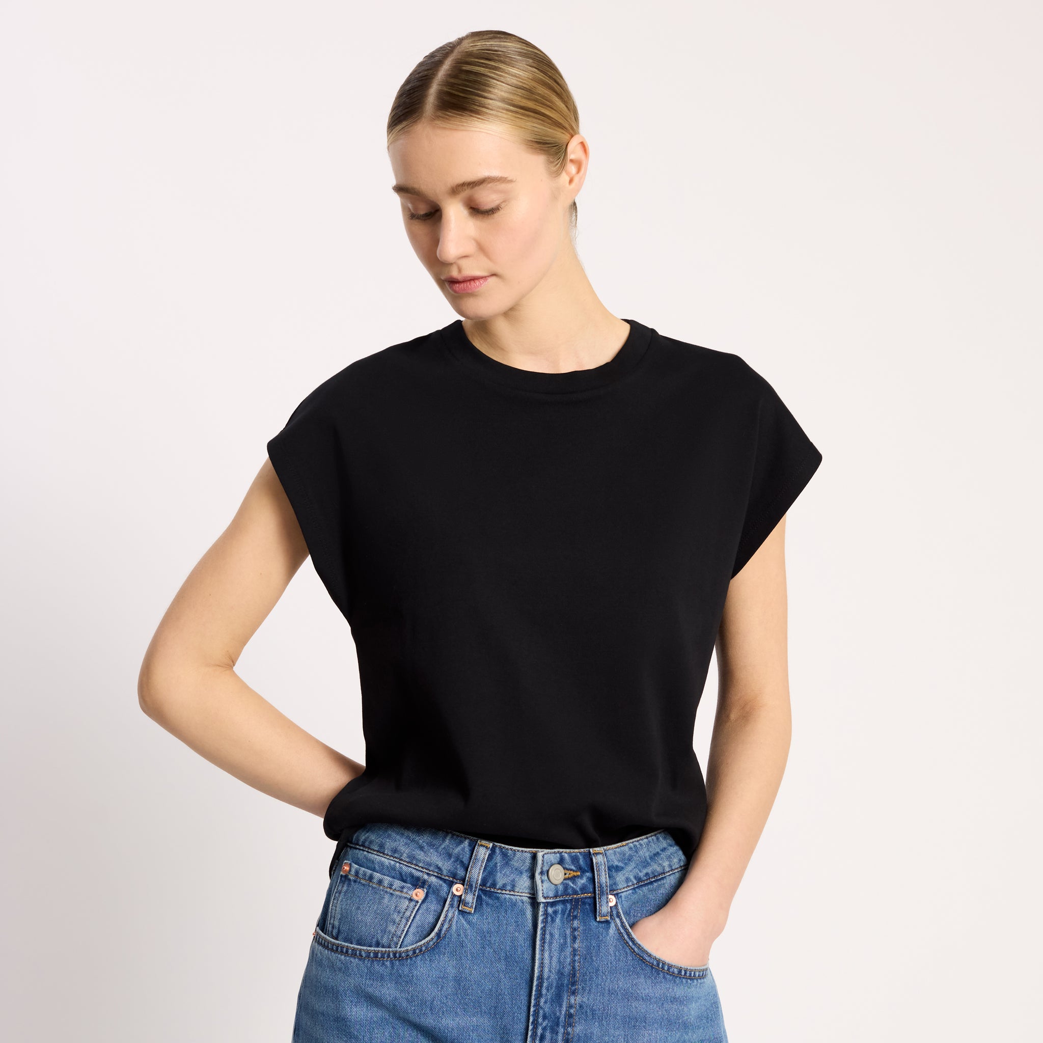 Black Cap Sleeve T Shirt