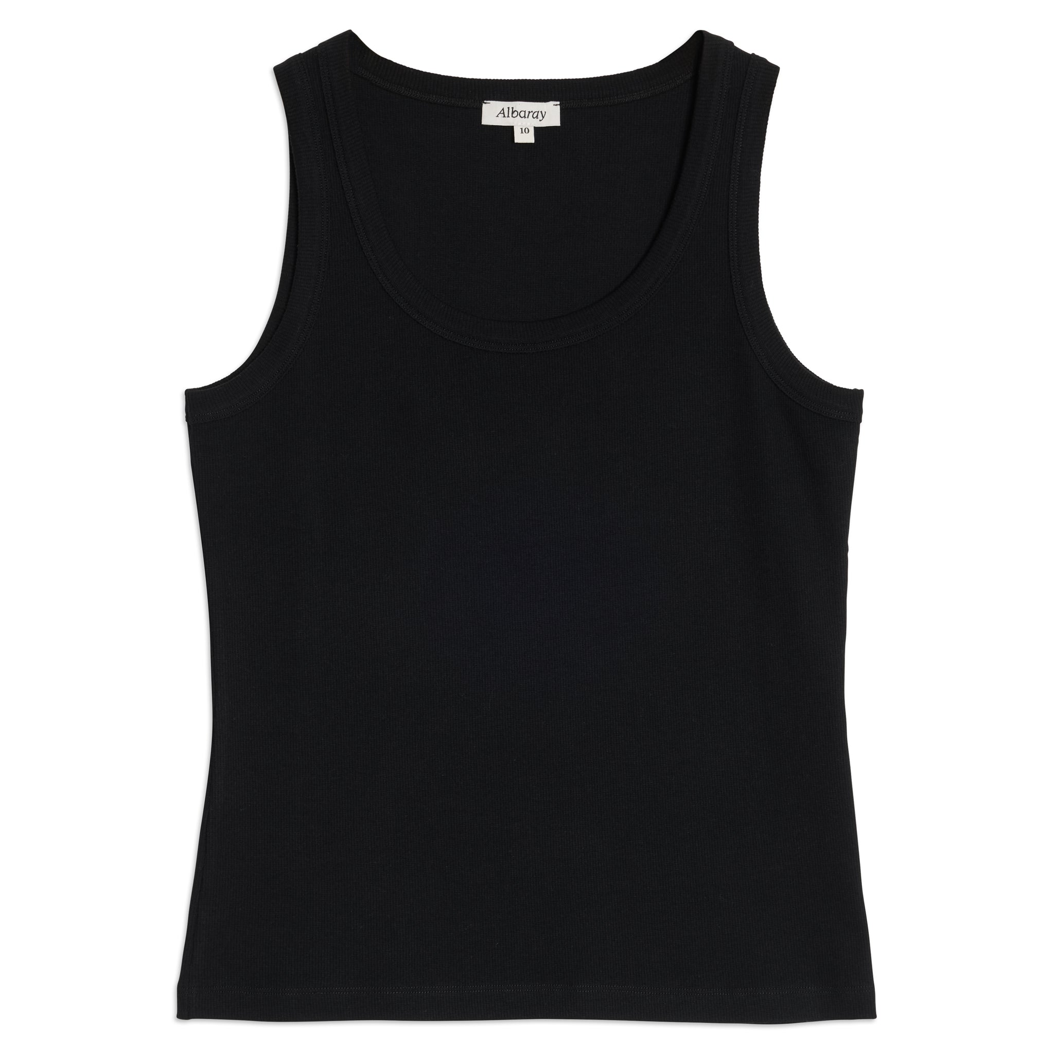 Black Scoop Rib Vest