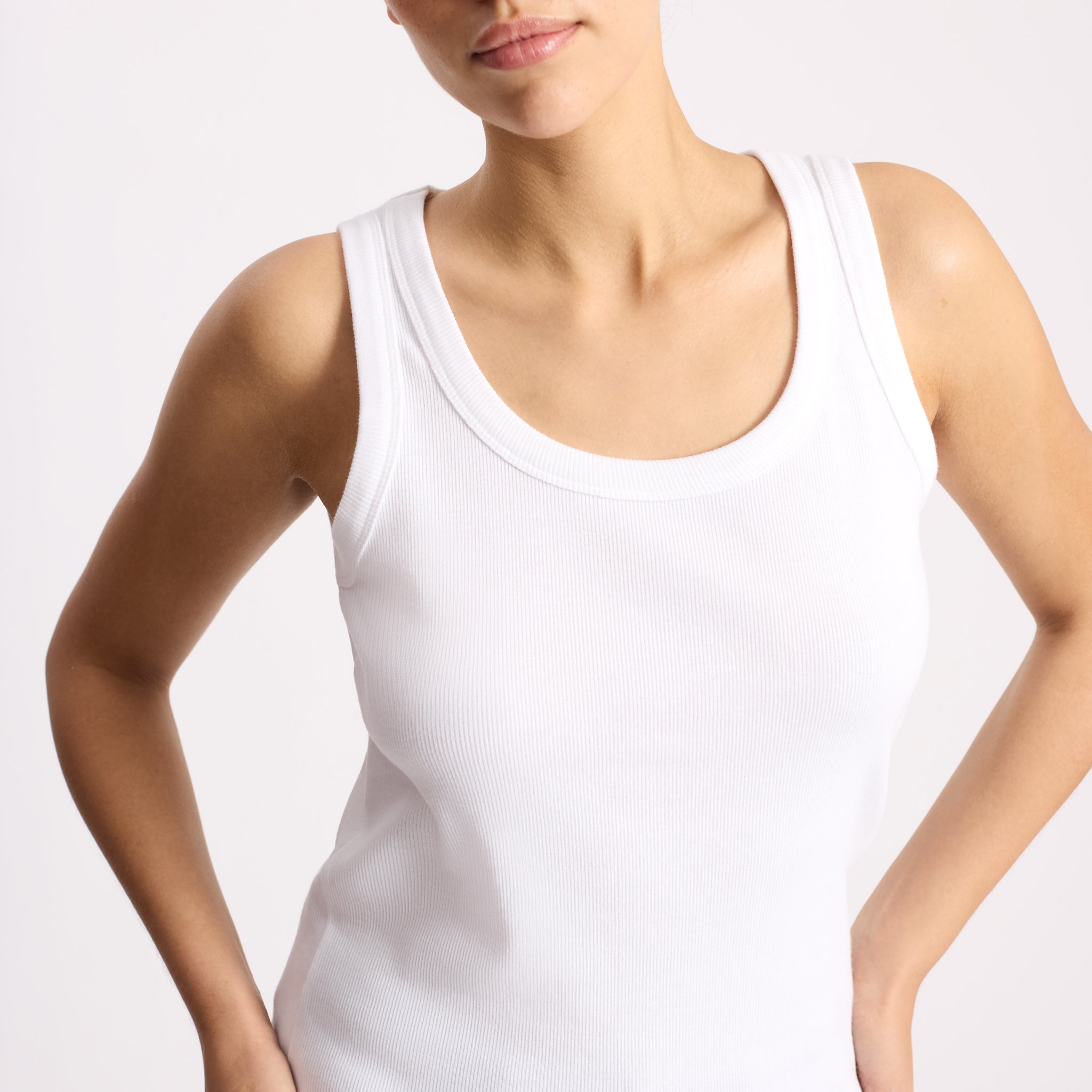 White Scoop Rib Vest