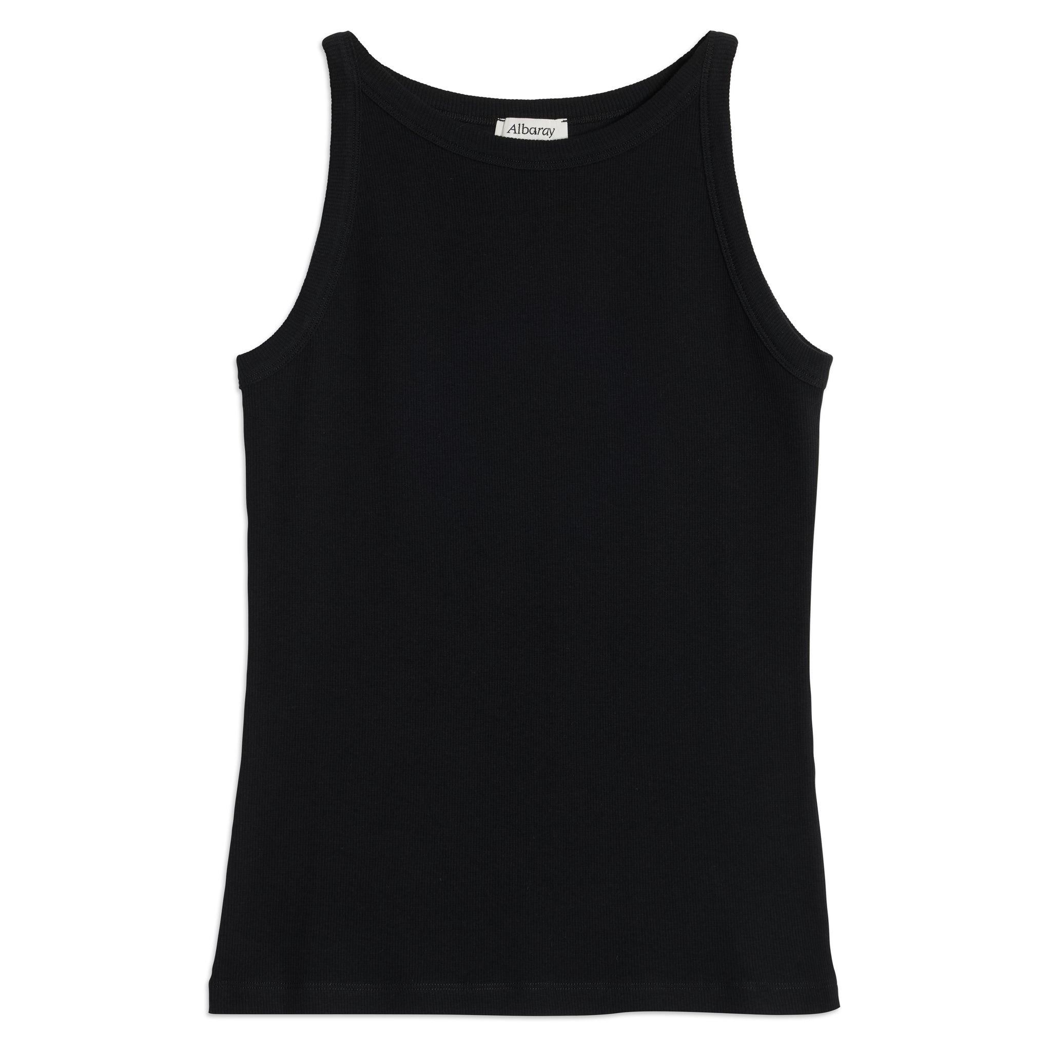 Black High Neck Rib Vest