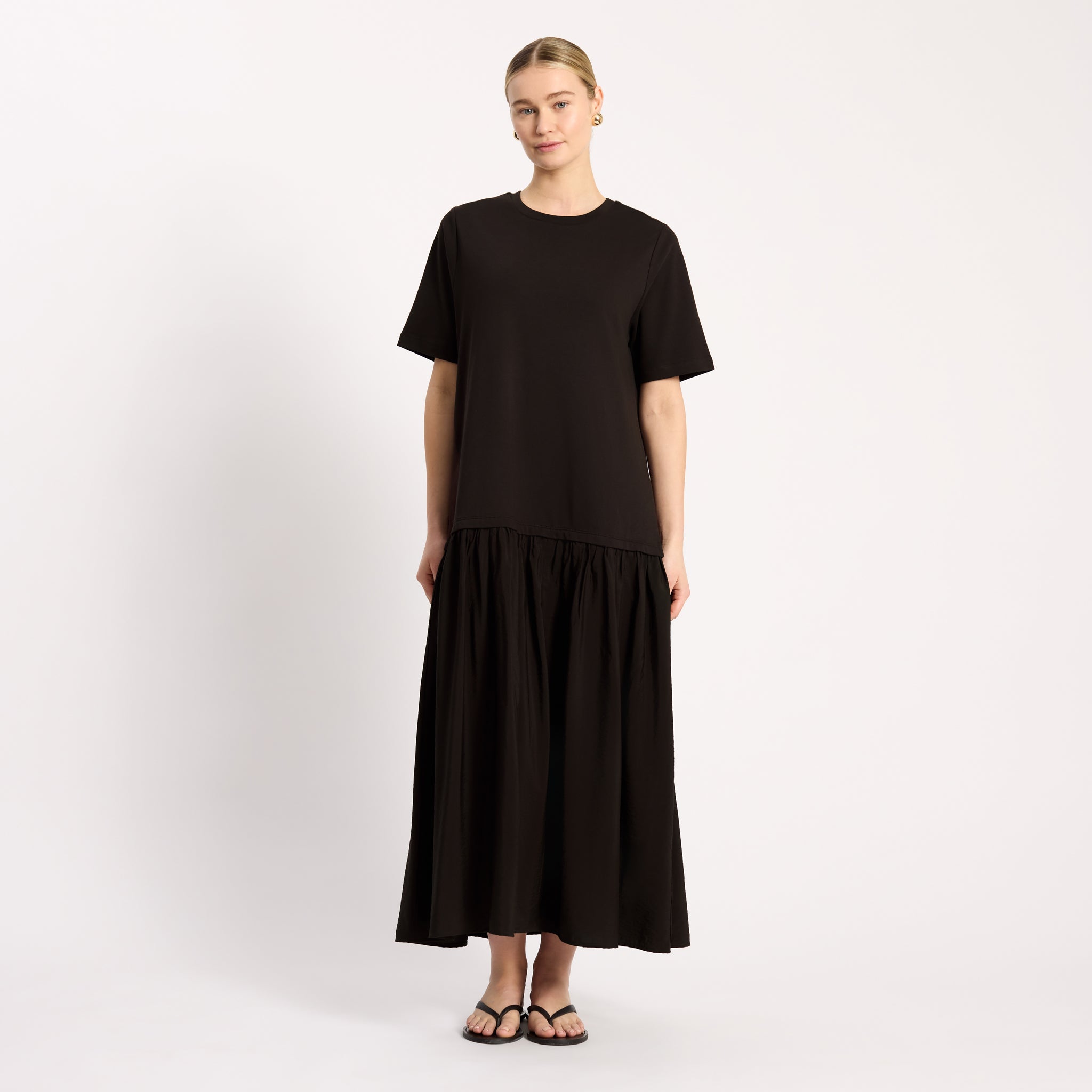 Chocolate Boxy T Mixed Dress