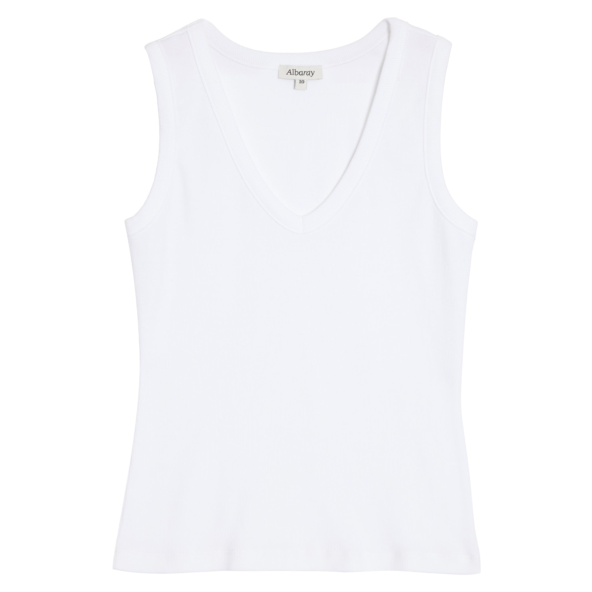White V Neck Rib Vest
