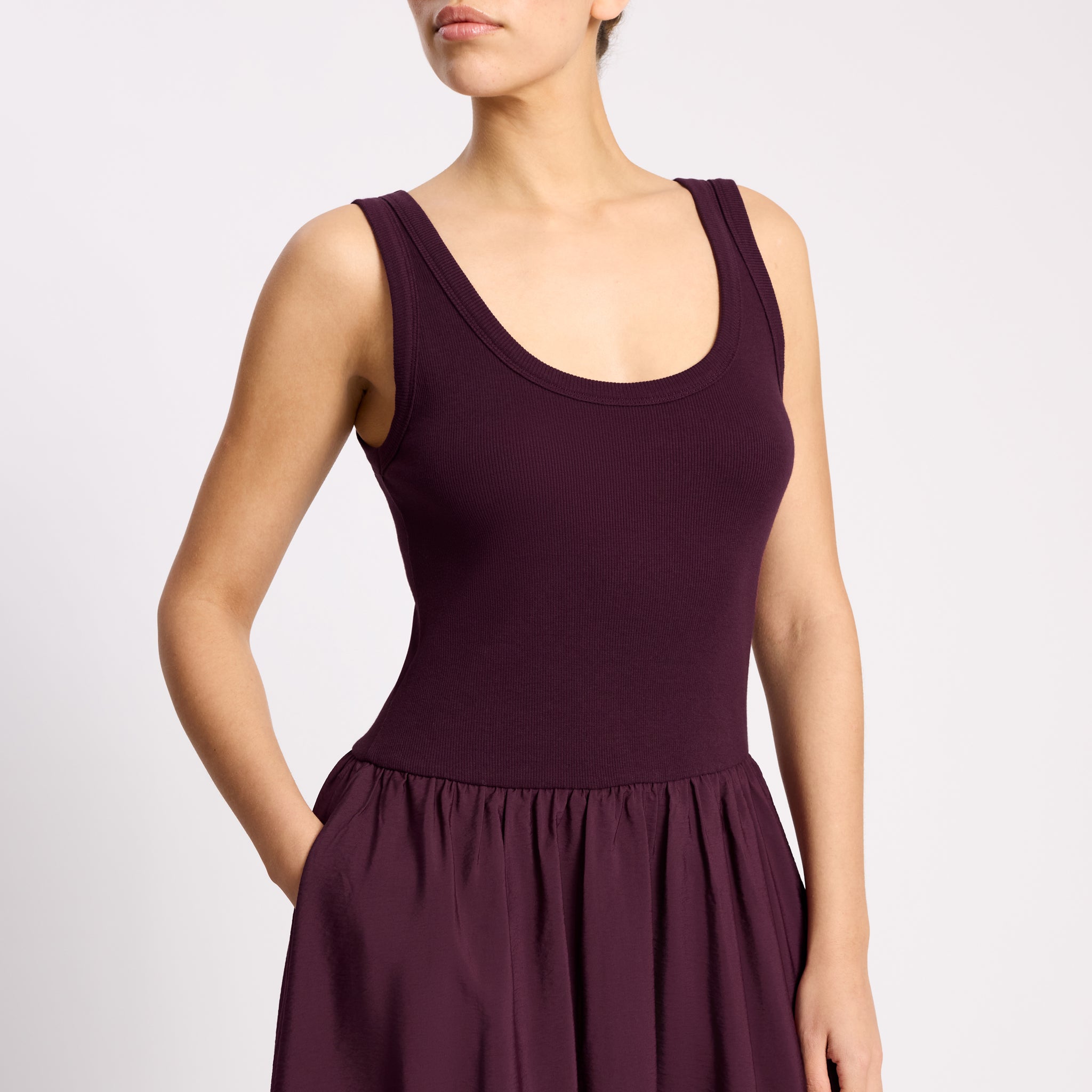 Bubble Hem Vest Dress Fig