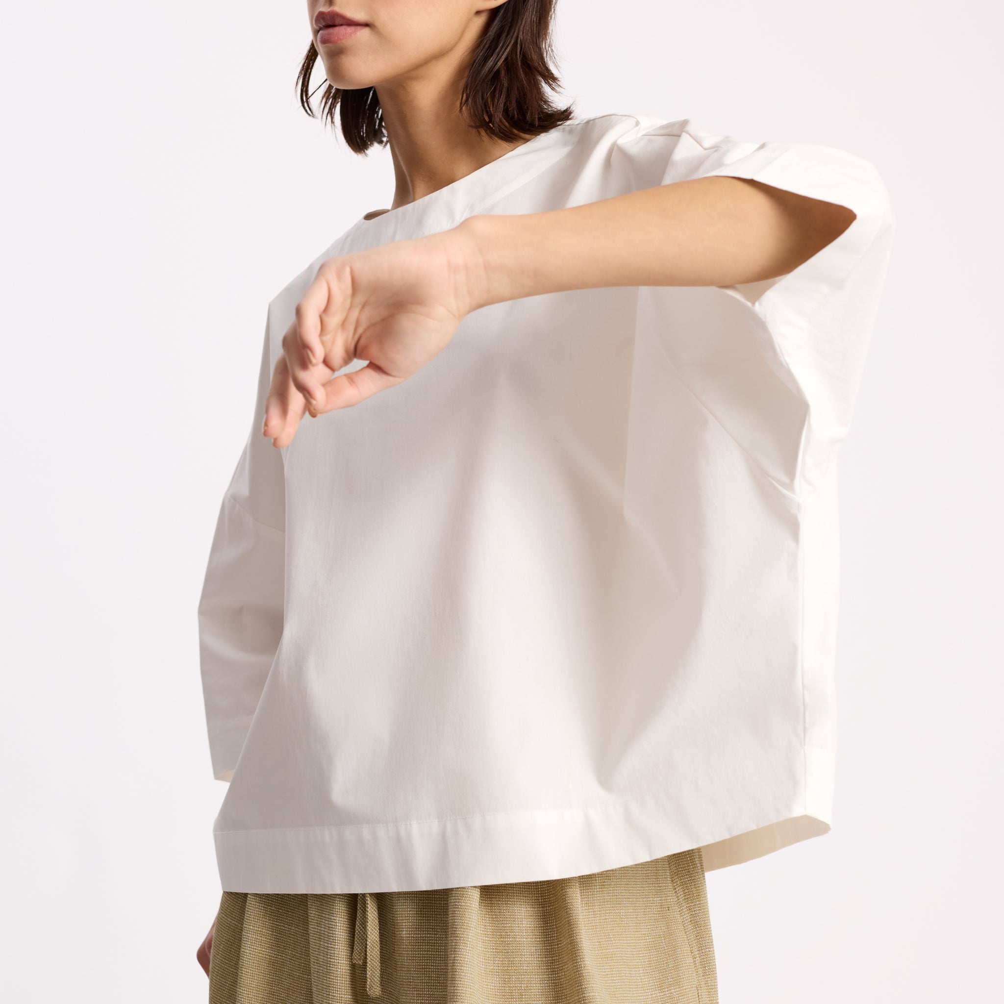 White Cotton Poplin Top