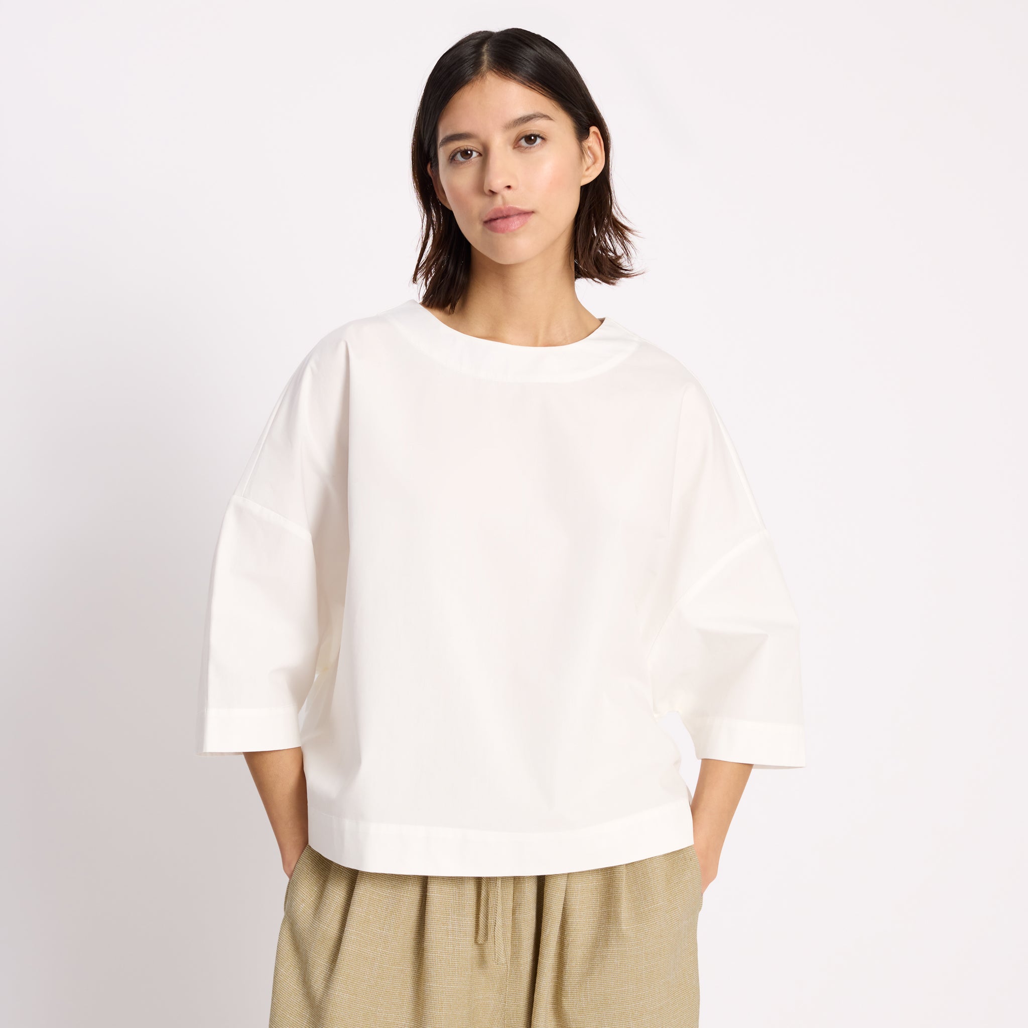 White Cotton Poplin Top