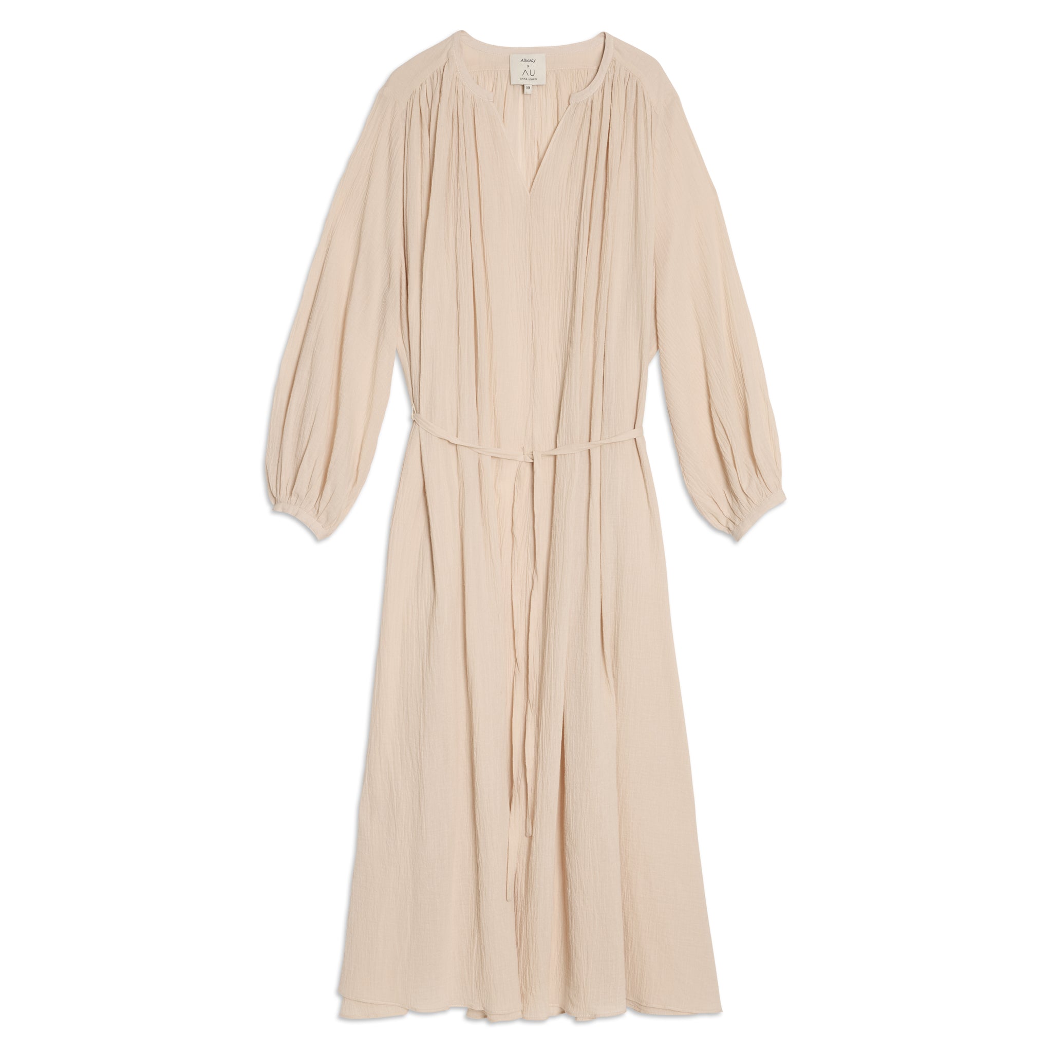 Cream Crinkle Cotton Maxi Kaftan