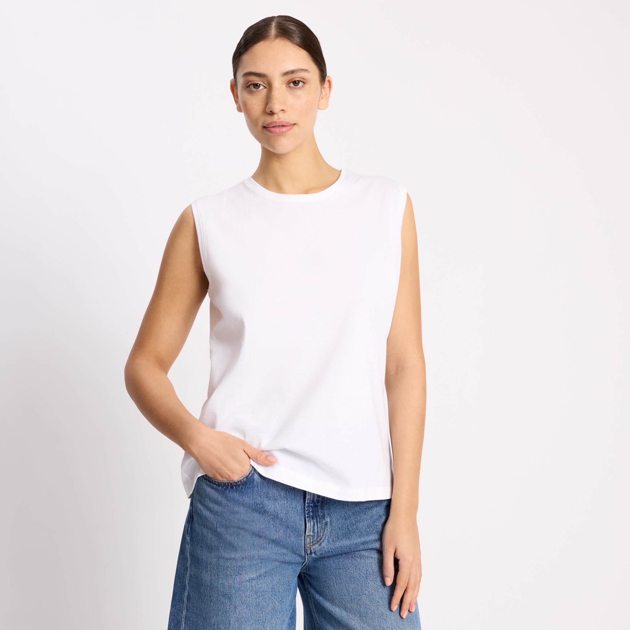 White Cotton Tank Top