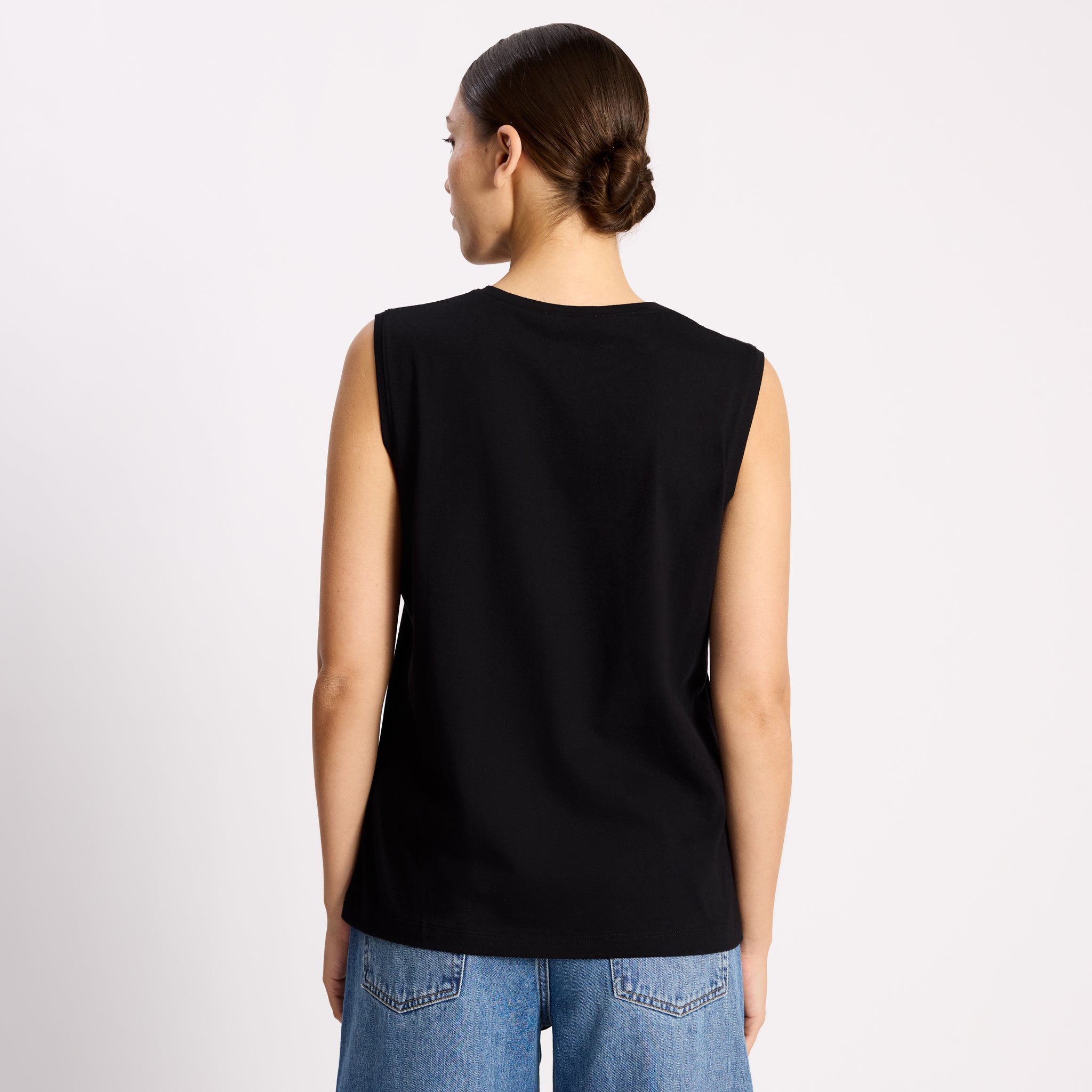 Black Cotton Tank Top