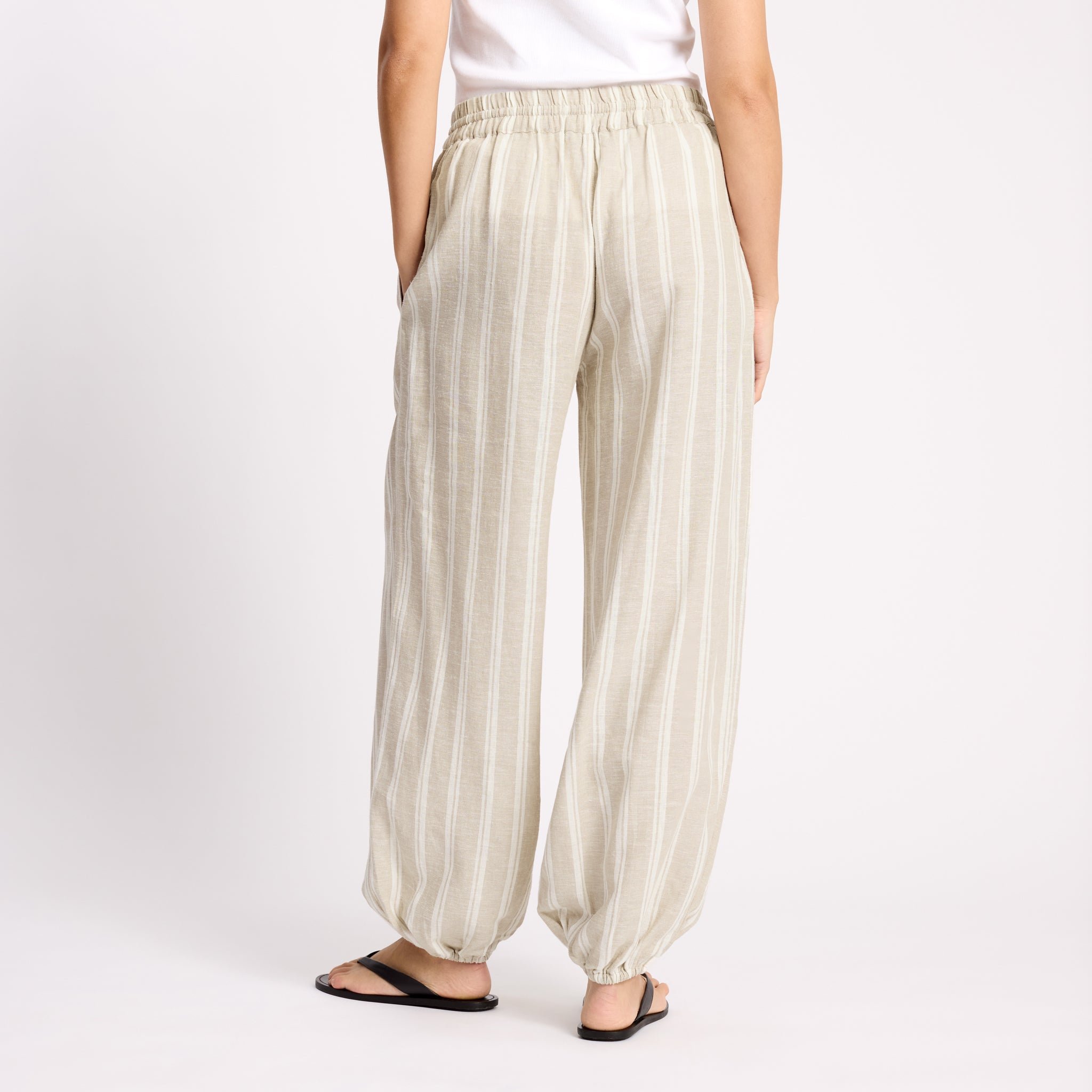 Linen Stripe Balloon Pant