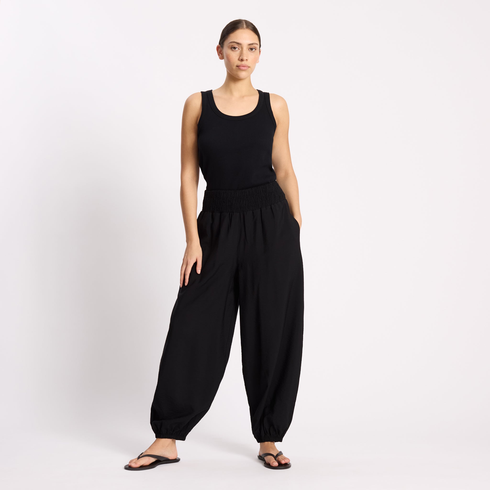 Shirred Waist Hareem Trouser