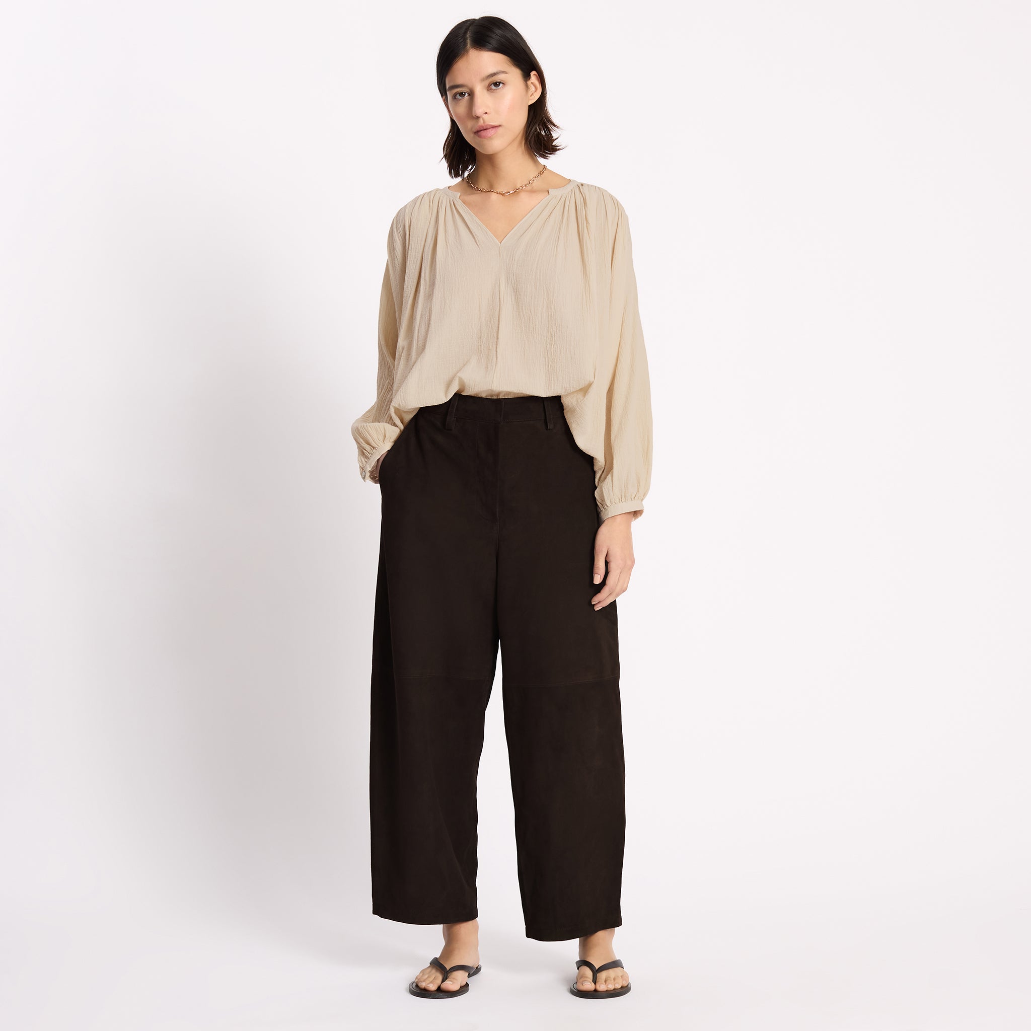 Suede Barrel Trouser
