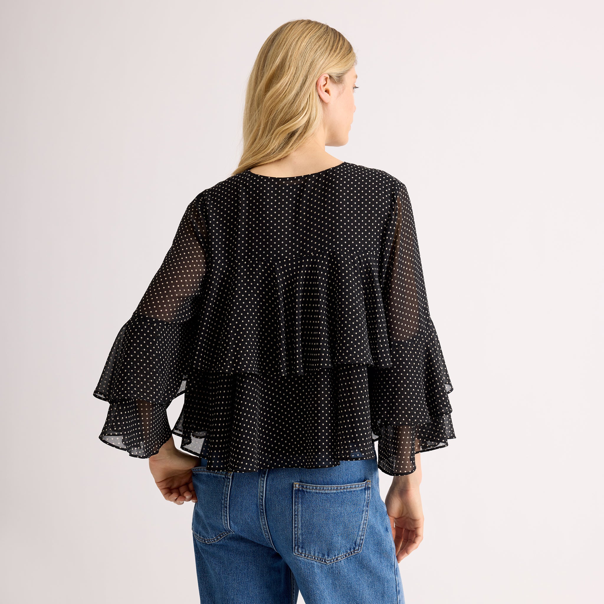 Chiffon Spot Ruffle Top