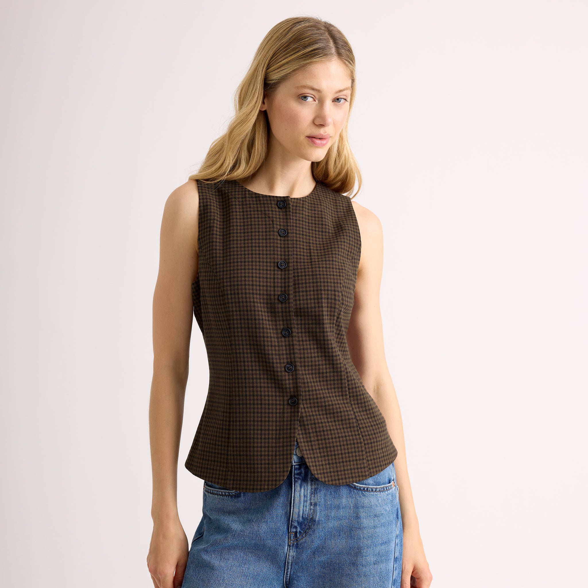 Chocolate Gingham Waistcoat