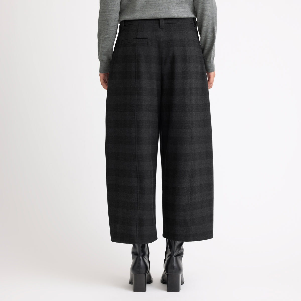 Grey Check Barrel Trousers