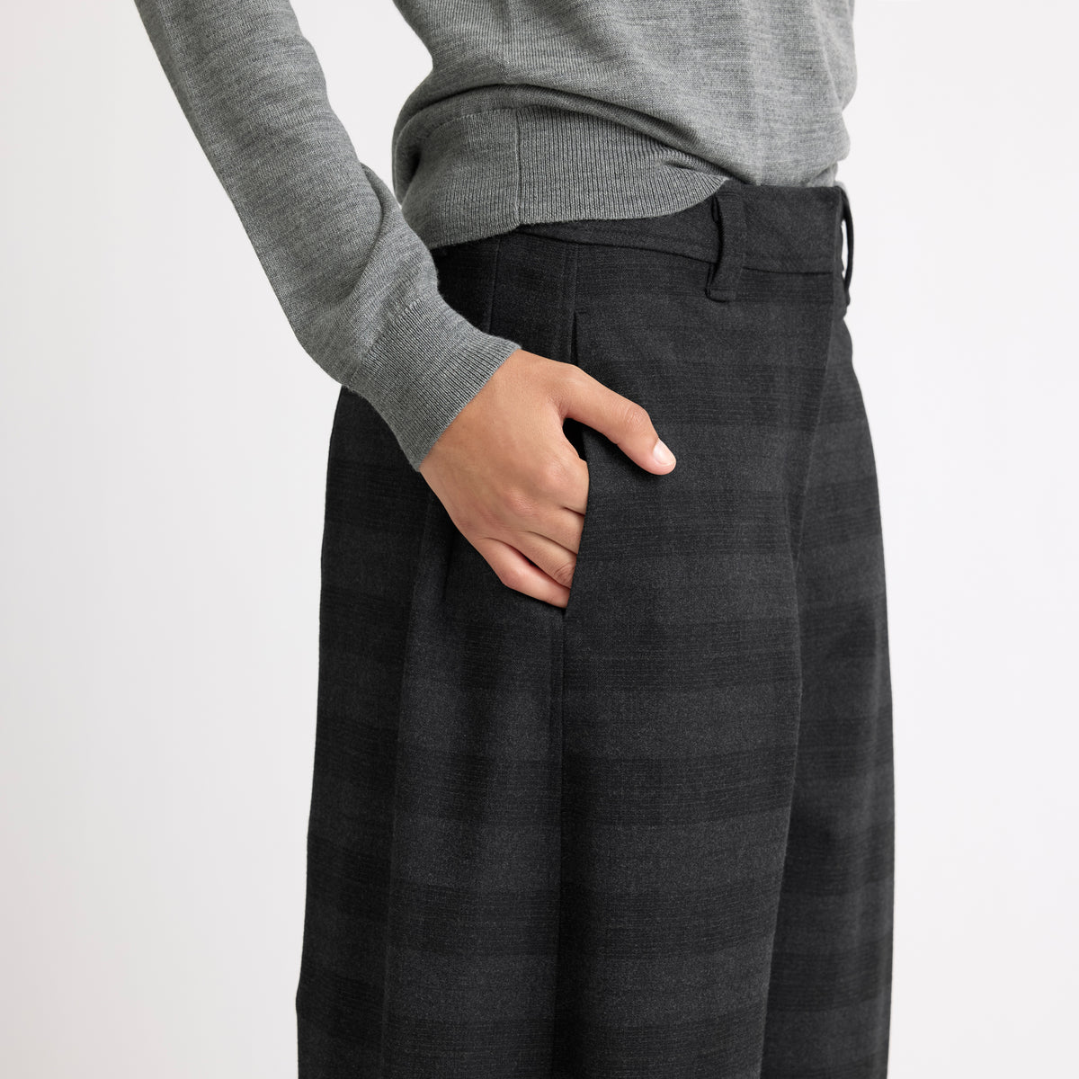 Grey Check Barrel Trousers