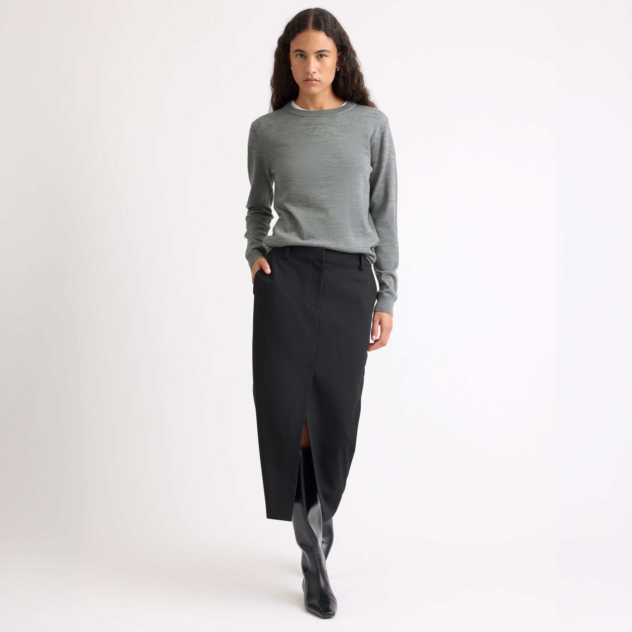 Black Tailored Pencil Skirt