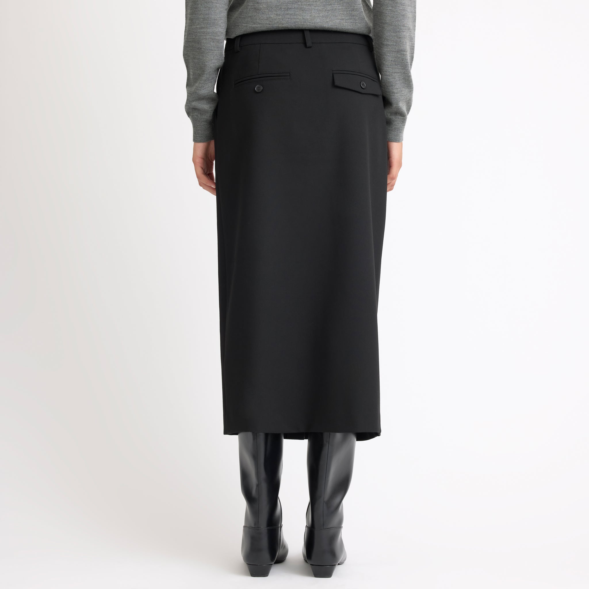 Black Tailored Pencil Skirt