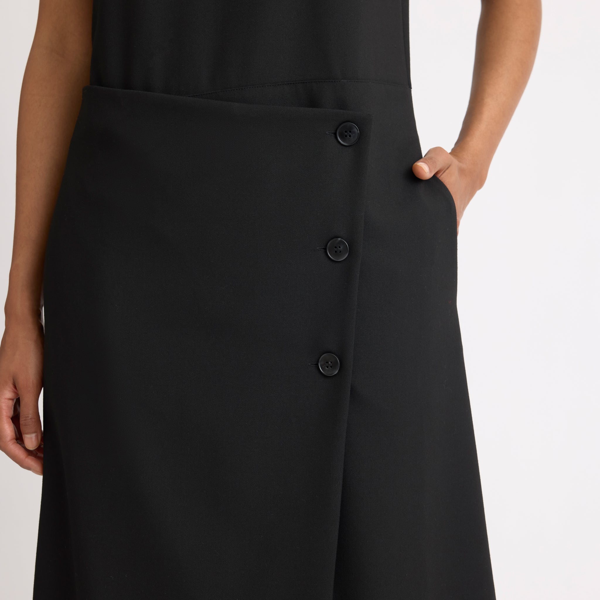 Black Tailored Wrap Dress