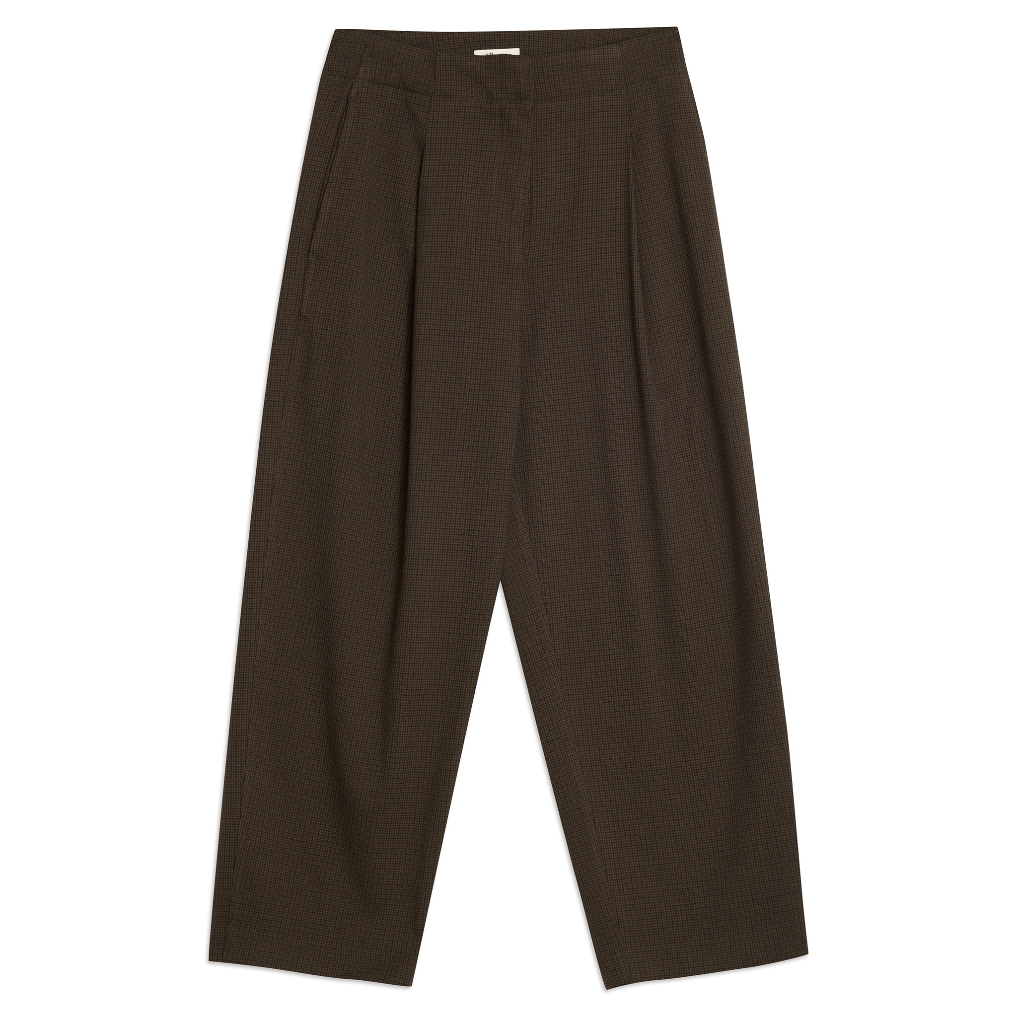 Chocolate Checked Barrel Trouser