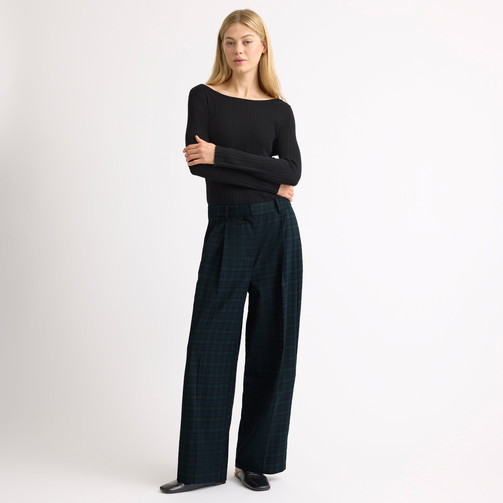 Black Watch Check Wide Trousers